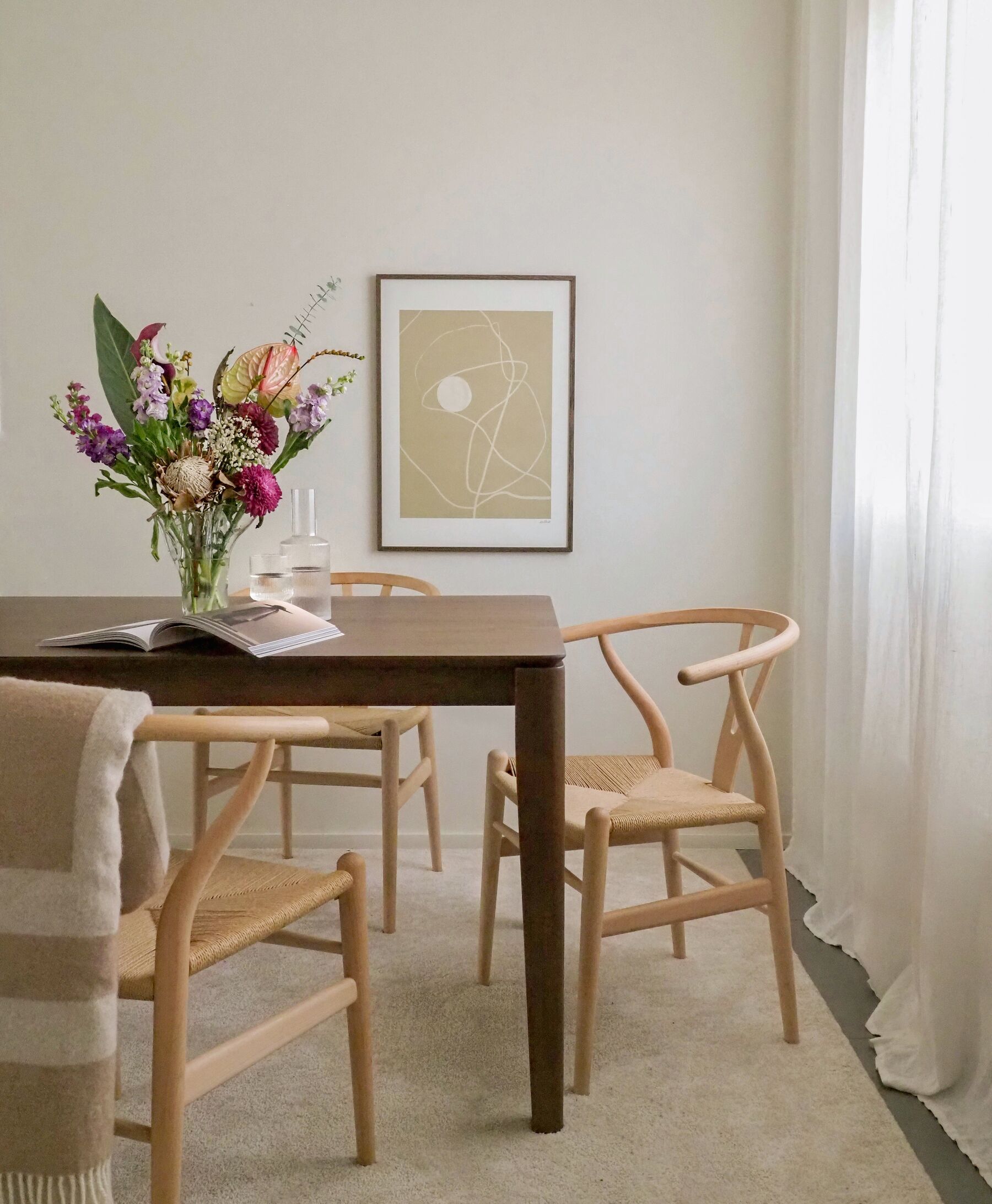 Dining Table LOTTIE Dark Walnut 160 cm 90 cm