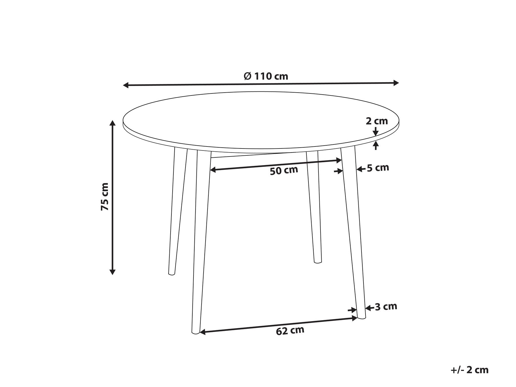 Dining Table RADAN Light Oak 110 cm 110 cm