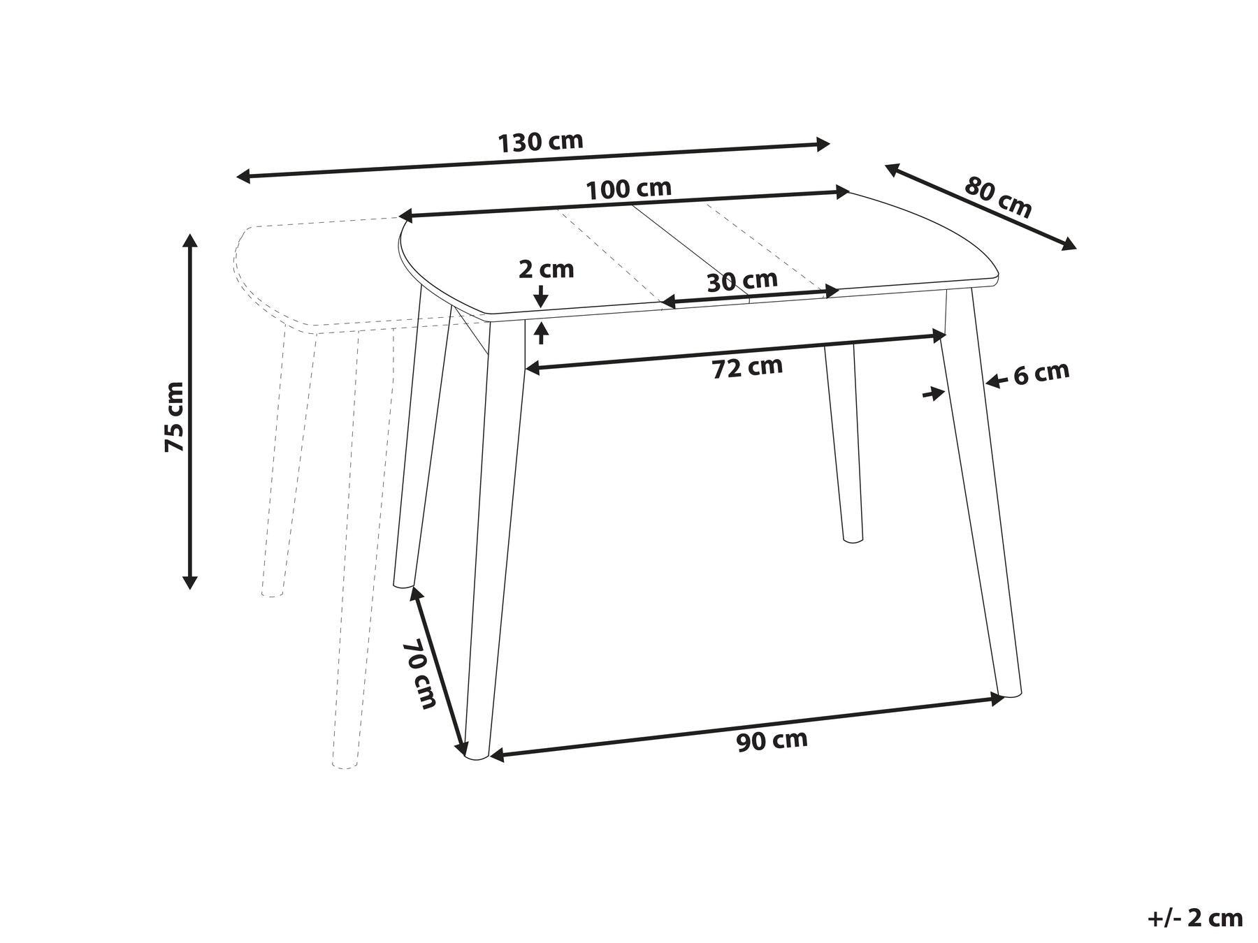 Extending Dining Table TOMS Brown 100/130 cm 80 cm