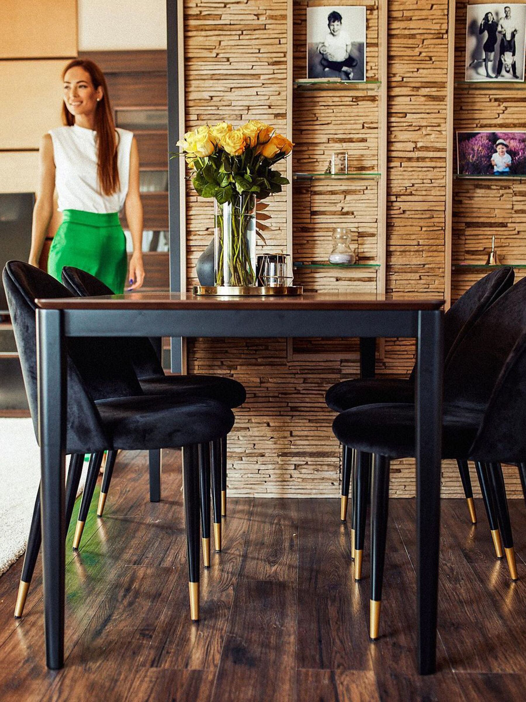 Dining Table CEDAR Dark Walnut 135 cm 80 cm
