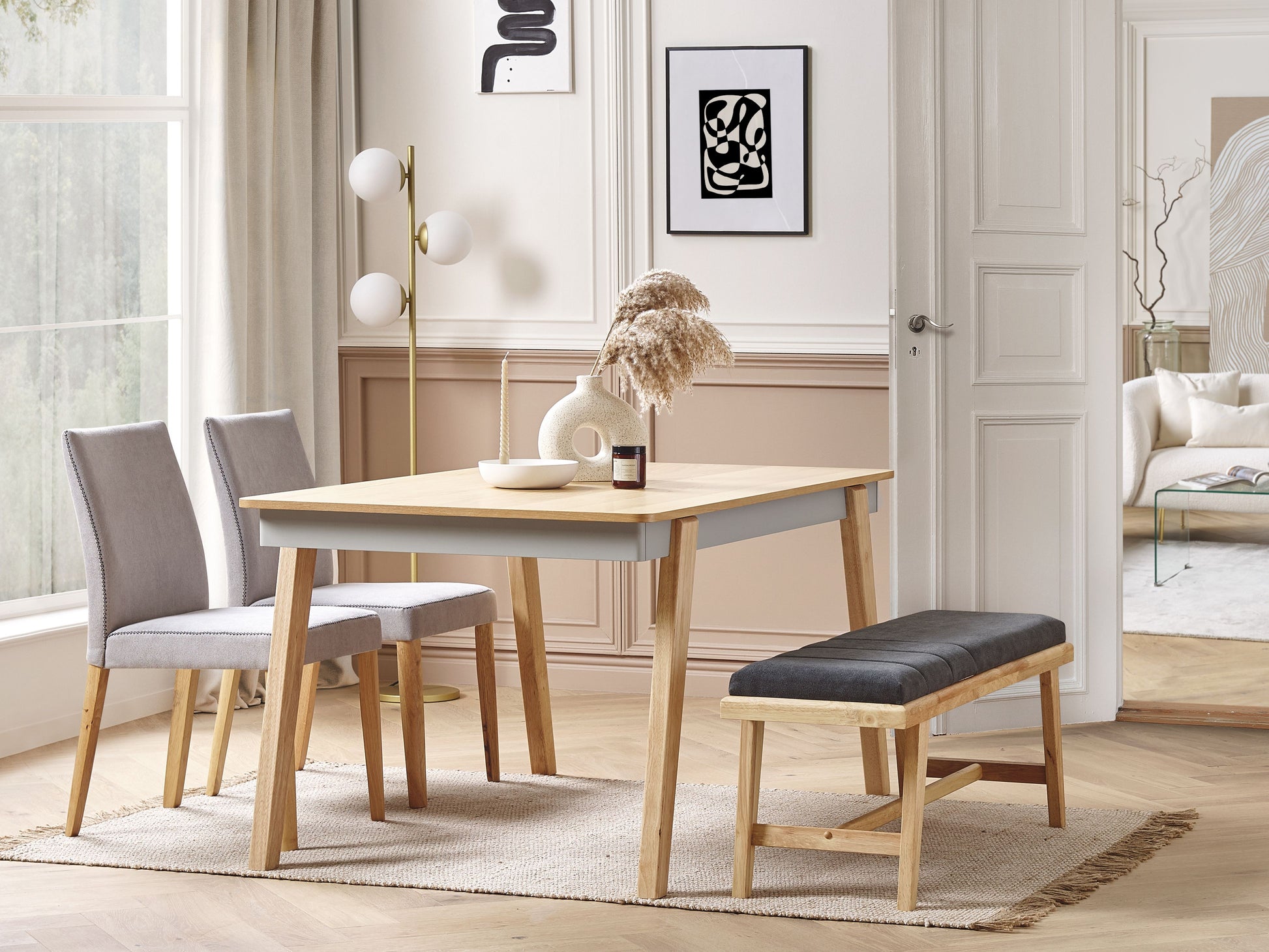Dining Table PHOLA Light Oak 150 cm 90 cm