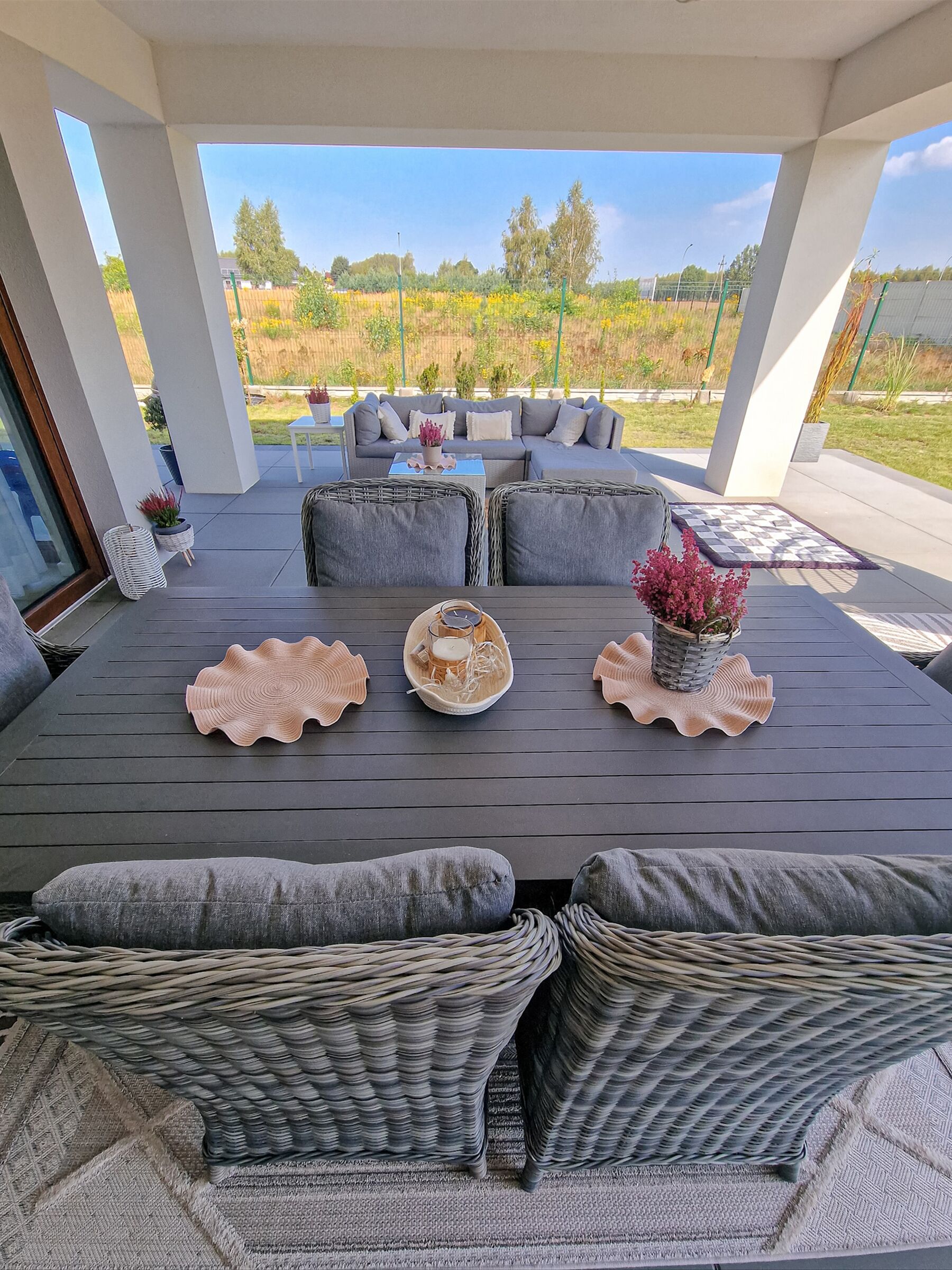 Garden Dining Set 6 Seater CASCAIS with Cushions PE Rattan Grey