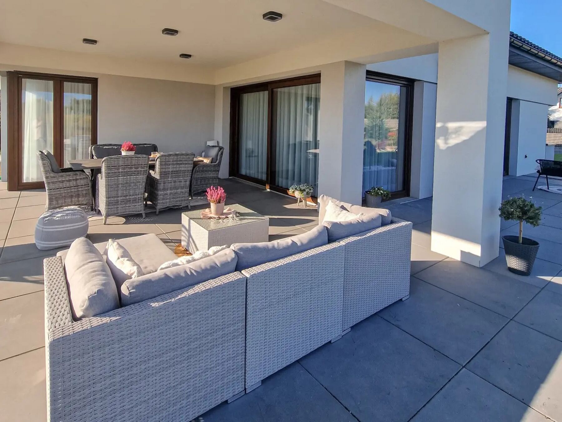 Garden Dining Set 6 Seater CASCAIS with Cushions PE Rattan Grey
