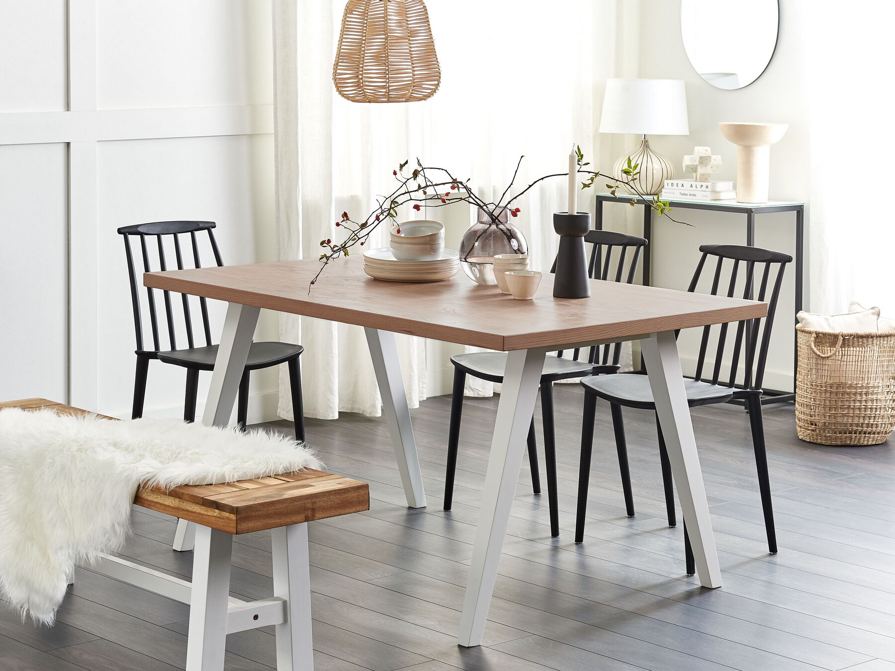 Dining Table LENISTER Brown/ White 150 cm 90 cm