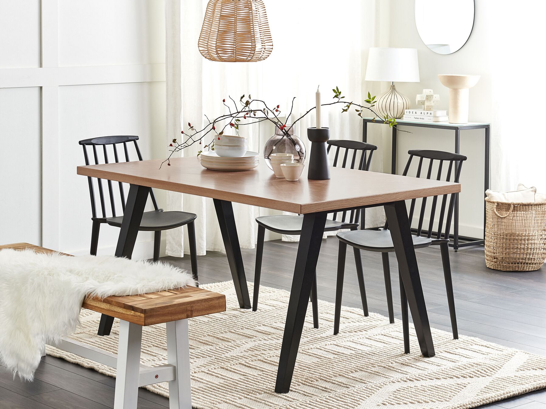 Dining Table LENISTER Brown/ Black 150 cm 90 cm