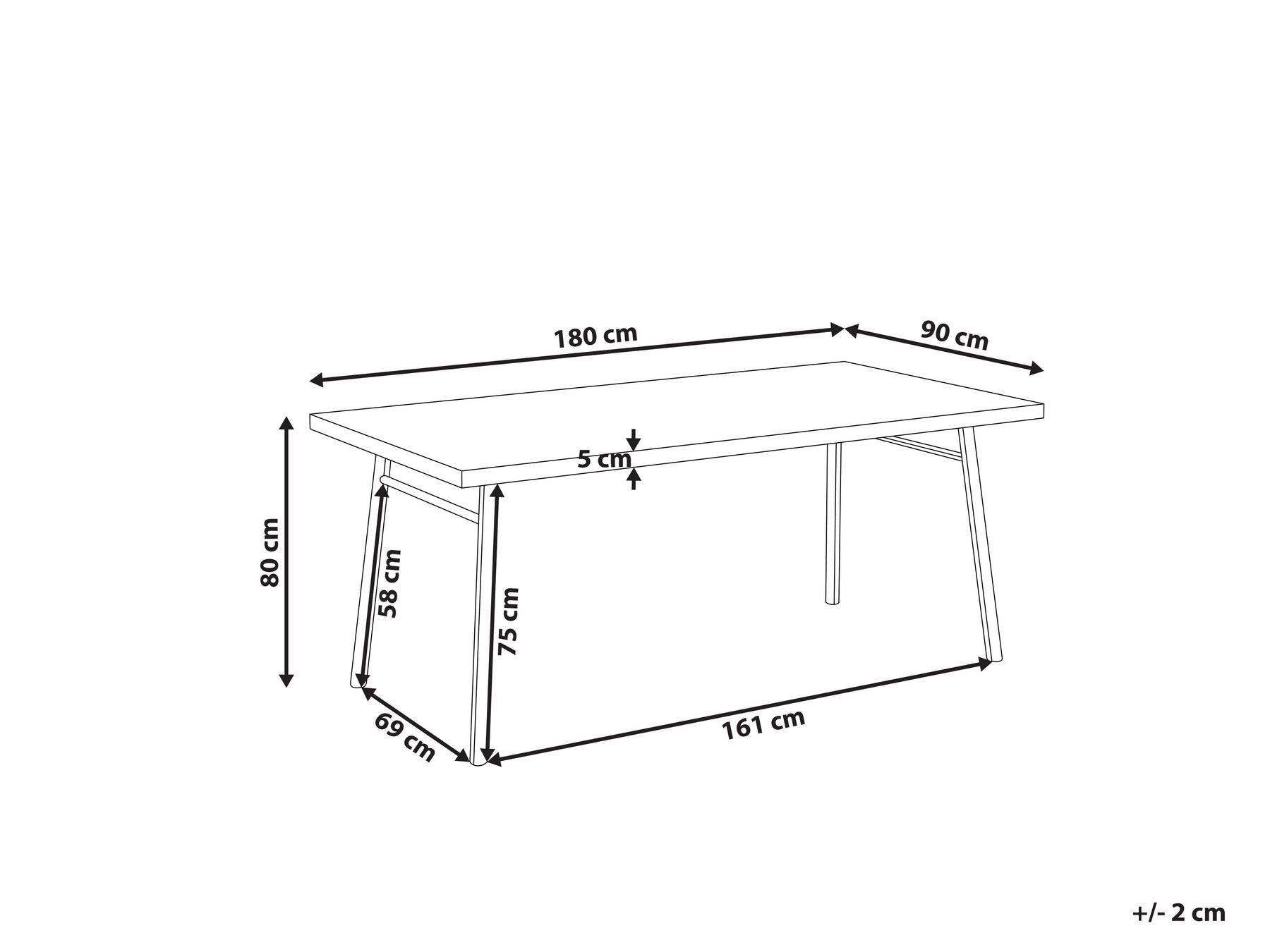 Dining Table IVORIE Light Ash Wood 180 cm 90 cm