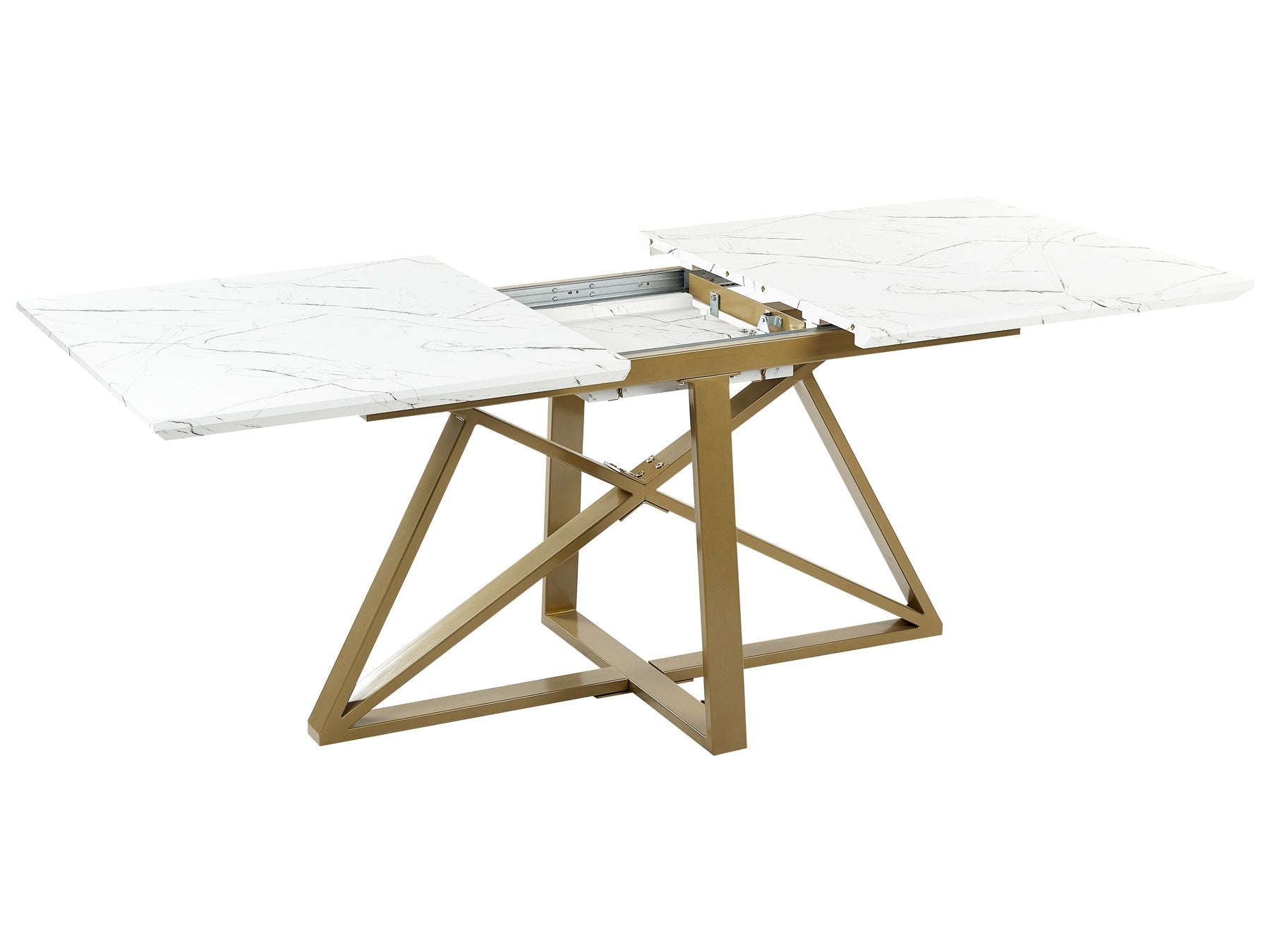 Extending Dining Table MAXIMUS White Marble 160/200 cm 90 cm