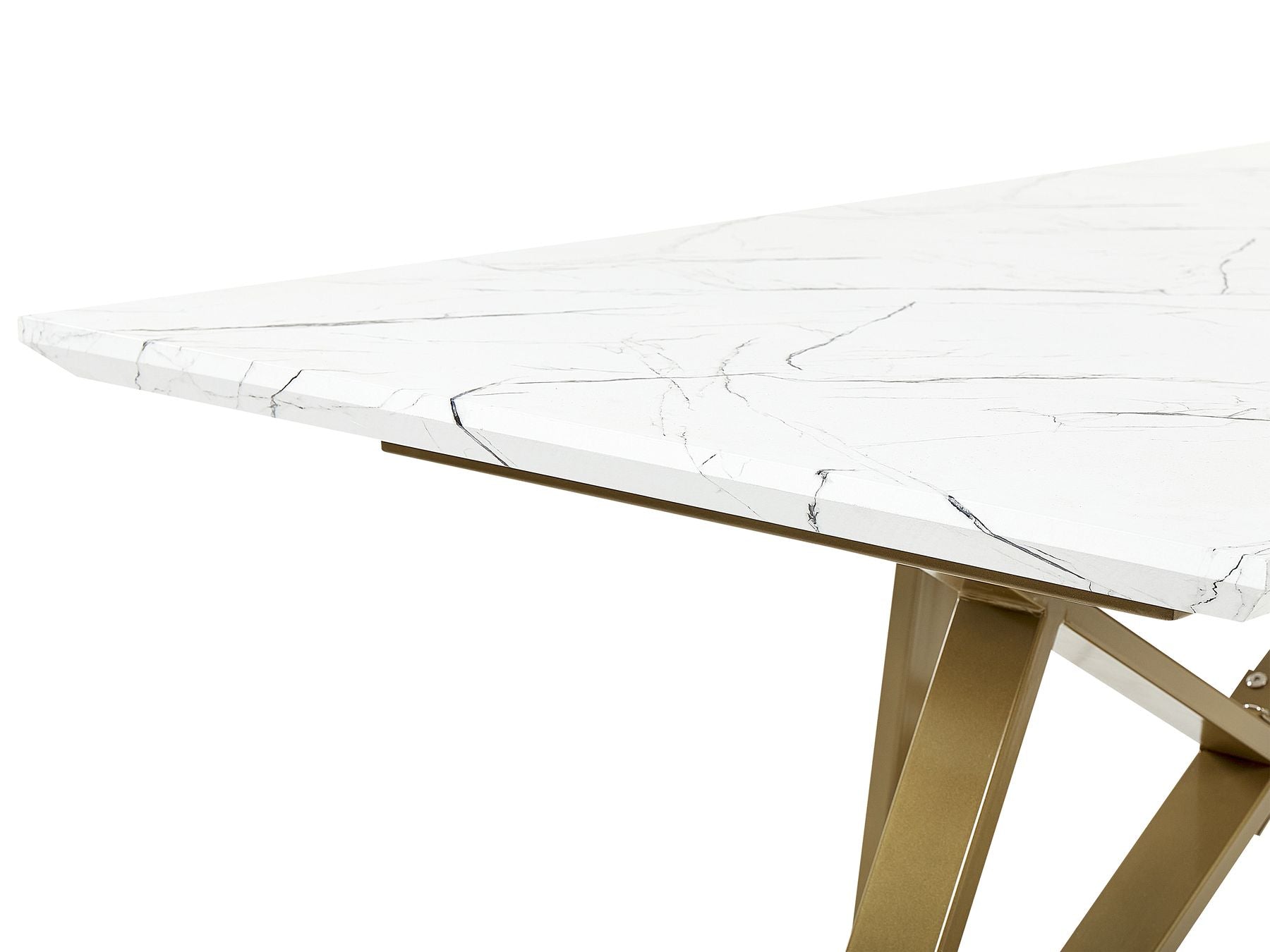 Extending Dining Table MAXIMUS White Marble 160/200 cm 90 cm