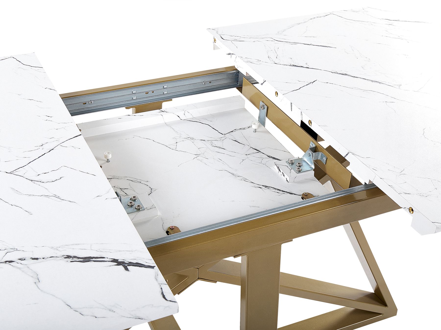 Extending Dining Table MAXIMUS White Marble 160/200 cm 90 cm