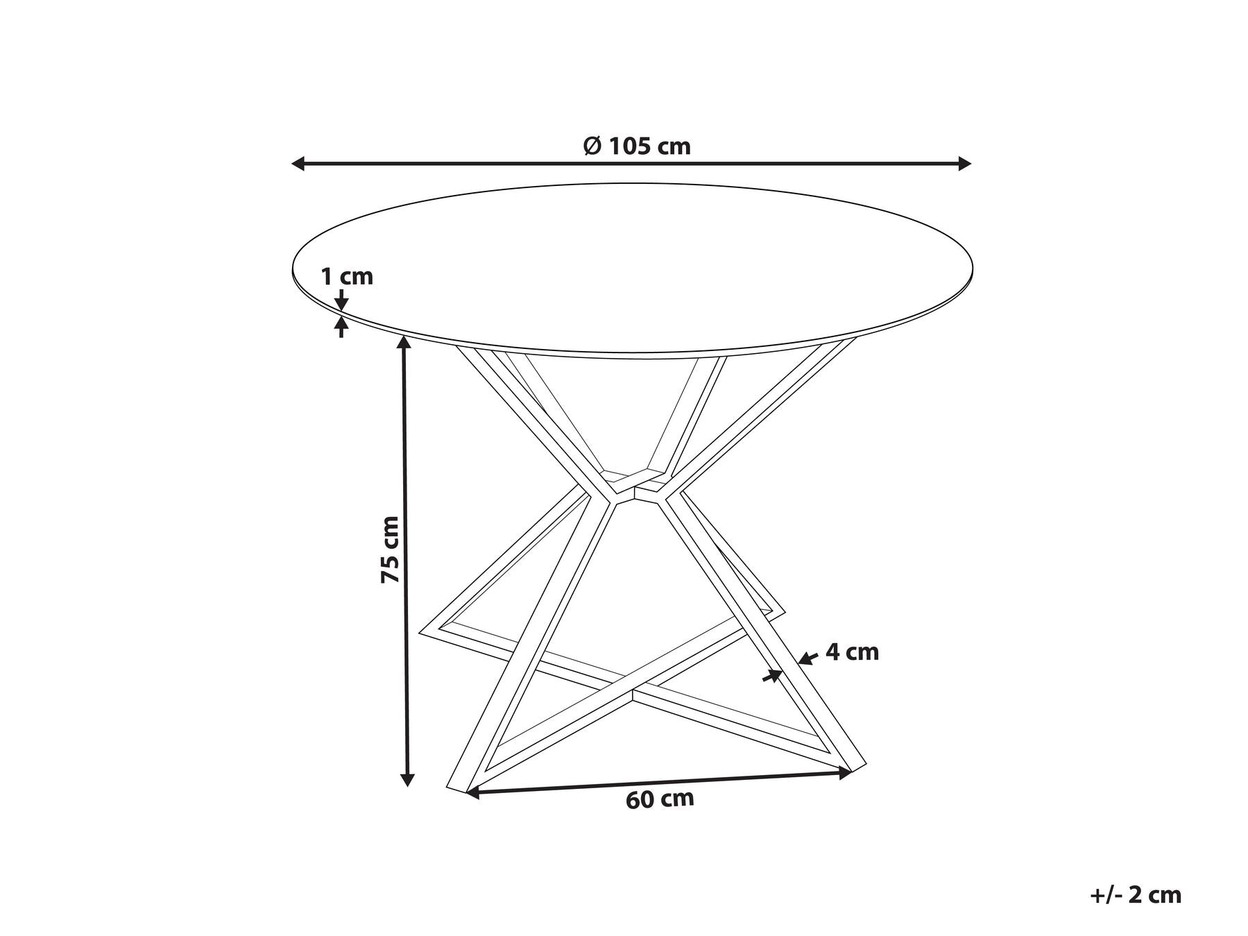 Dining Table BOSCO Black 105 cm 105 cm Tempered Glass