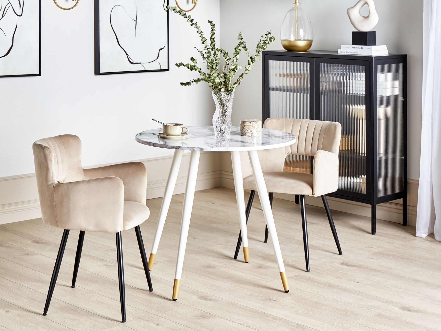 Dining Table GUTIERE White Marble 80 cm 80 cm