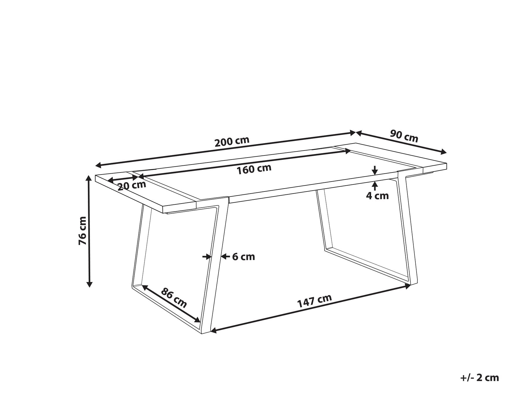 Dining Table MARTYNIKA White 200 cm 90 cm