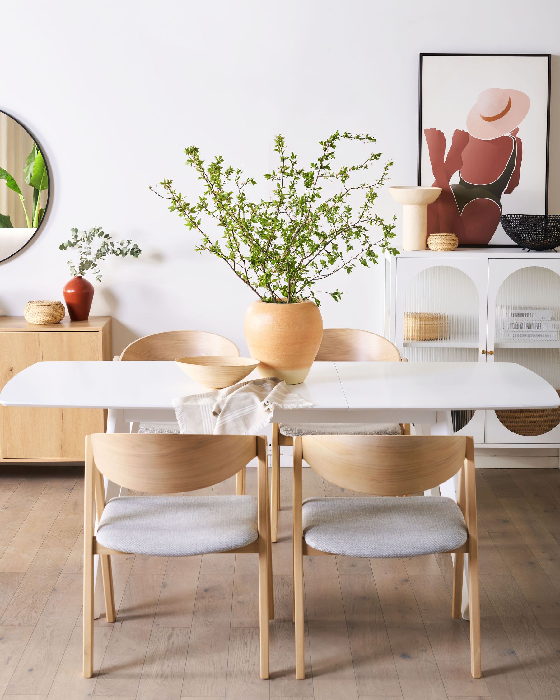 Extending Dining Table SANFORD White 120/160 cm 80 cm