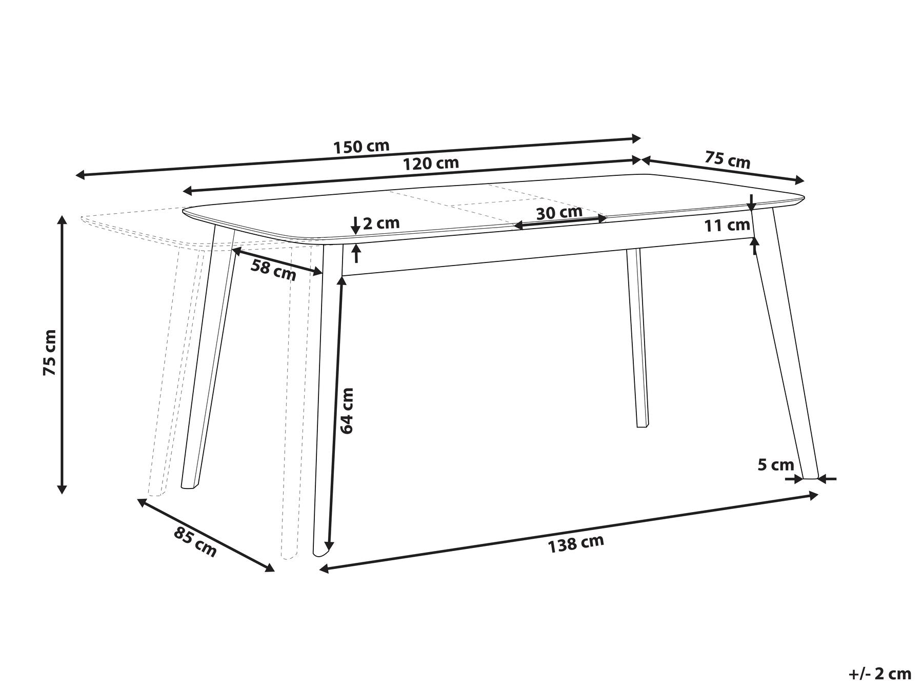 Extending Dining Table MADOX Light Oak 120/150 cm 75 cm