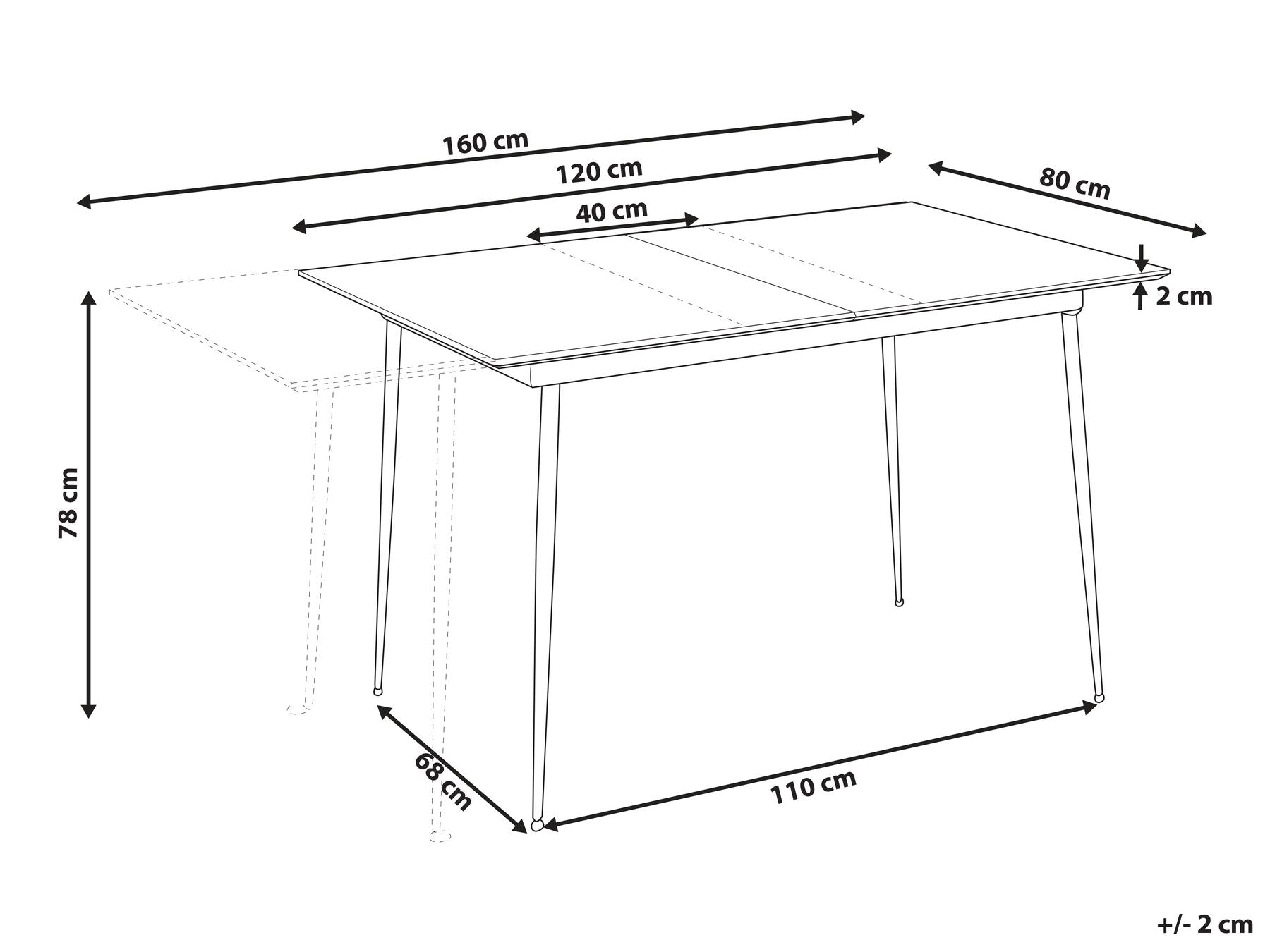 Extending Dining Table GELANDA Grey 120/160 cm 80 cm
