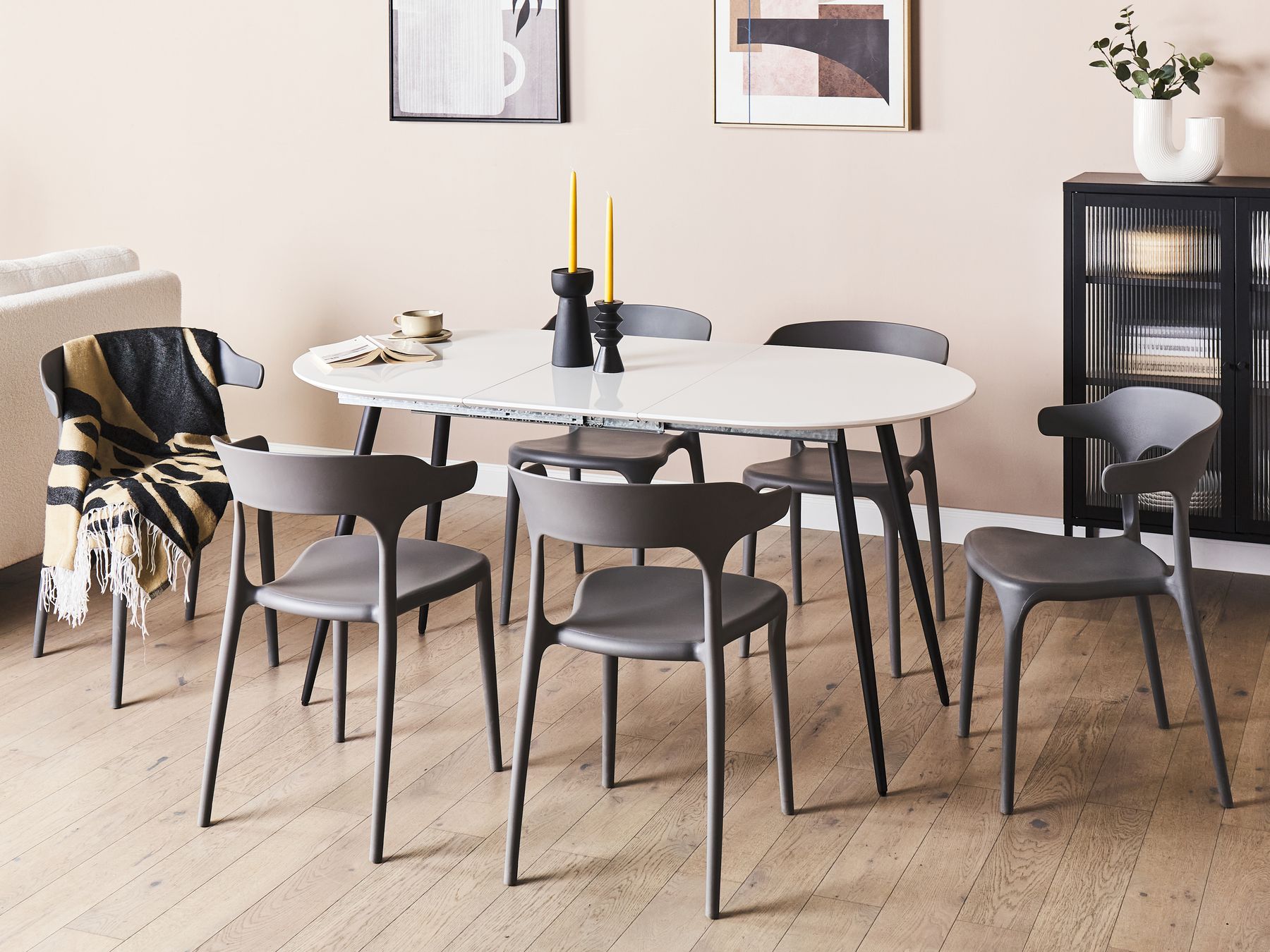Extending Dining Table STAVERTON White 120/160 cm 80 cm