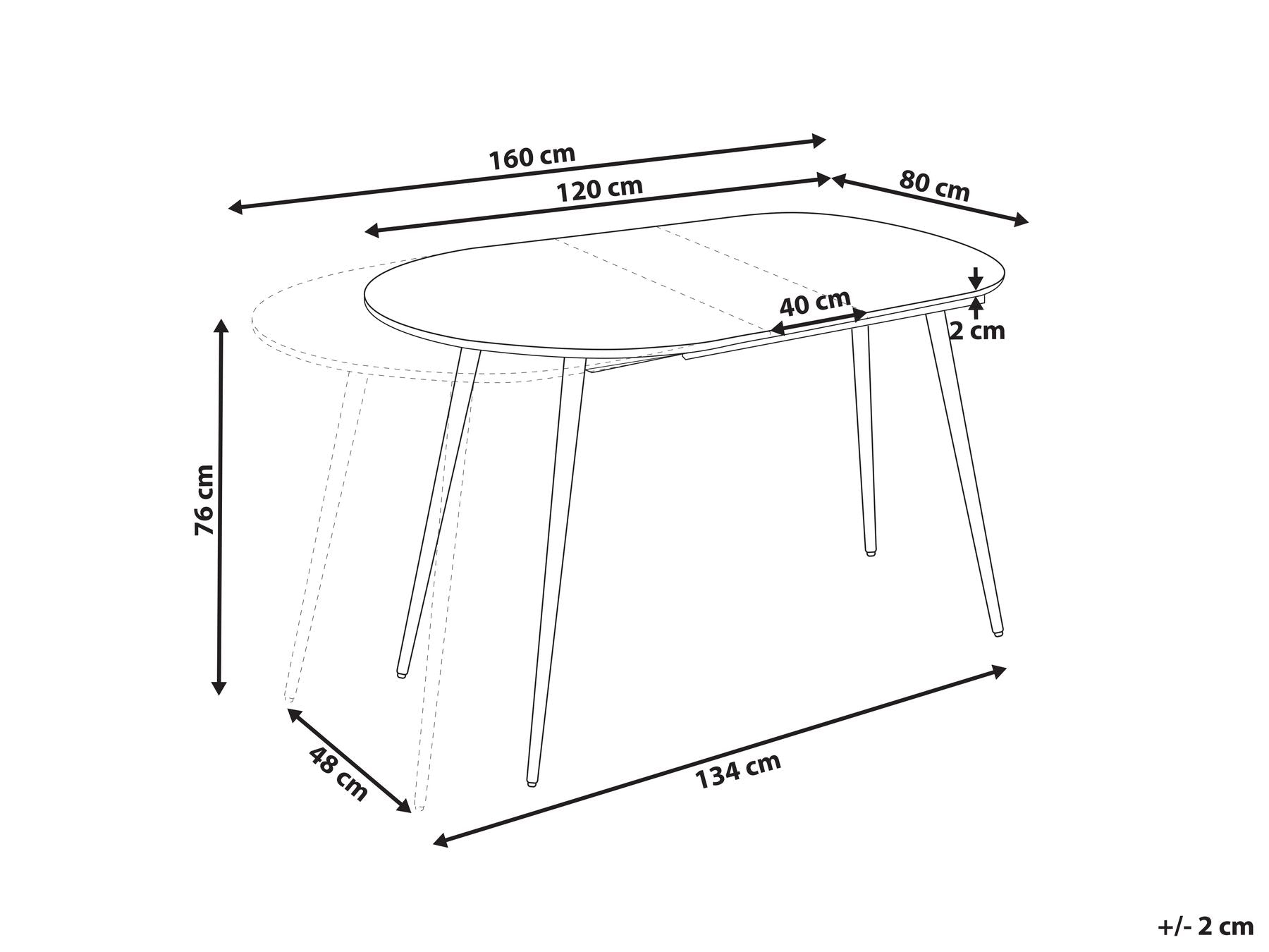 Extending Dining Table STAVERTON White 120/160 cm 80 cm