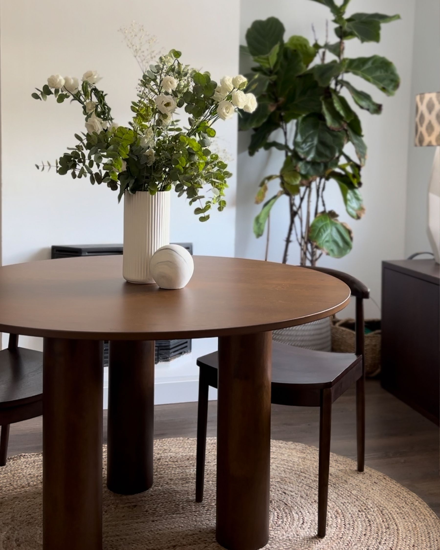 Dining Table ORIN Dark Ash Wood 120 cm 120 cm