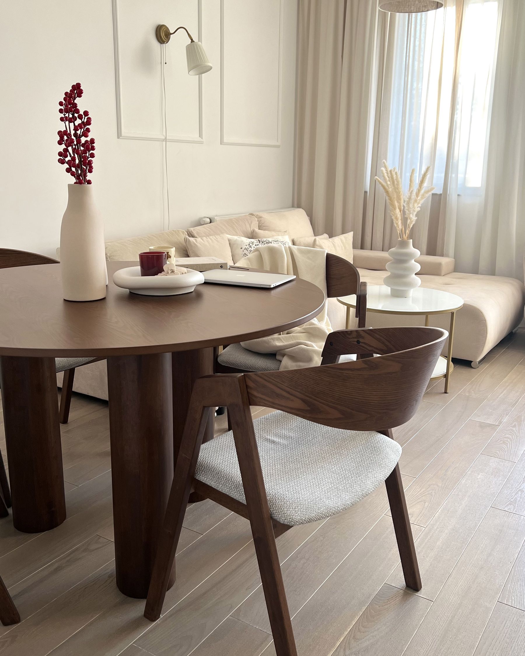 Dining Table ORIN Dark Ash Wood 120 cm 120 cm