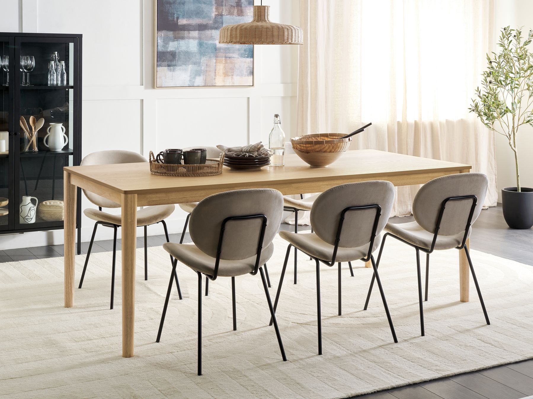 Dining Table ERMELO Natural Ash Wood 200 cm 100 cm