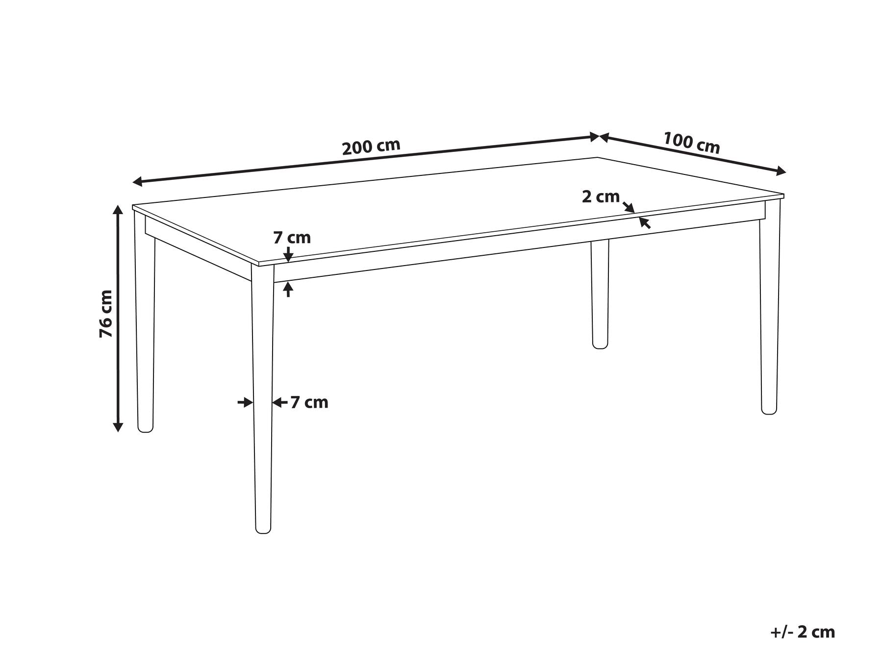 Dining Table ERMELO Natural Ash Wood 200 cm 100 cm