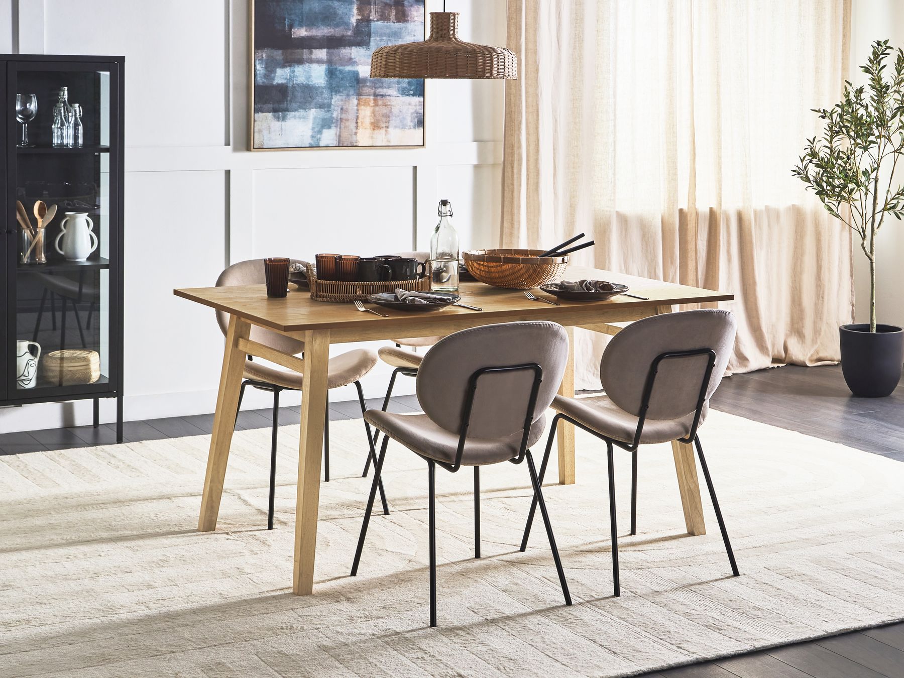 Dining Table VARLEY Natural Ash Wood 150 cm 90 cm