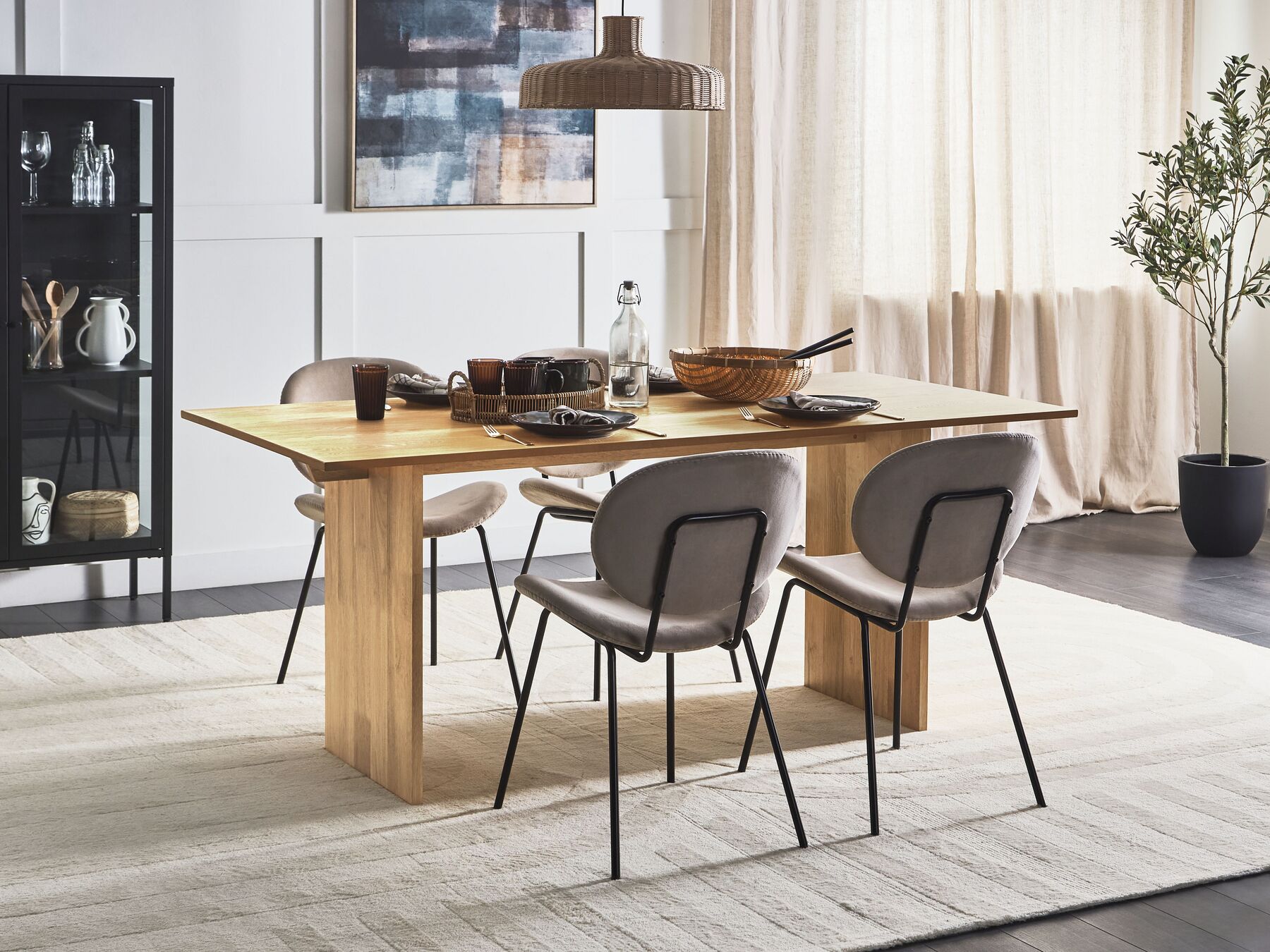 Dining Table MOORA Natural Ash Wood 180 cm 90 cm