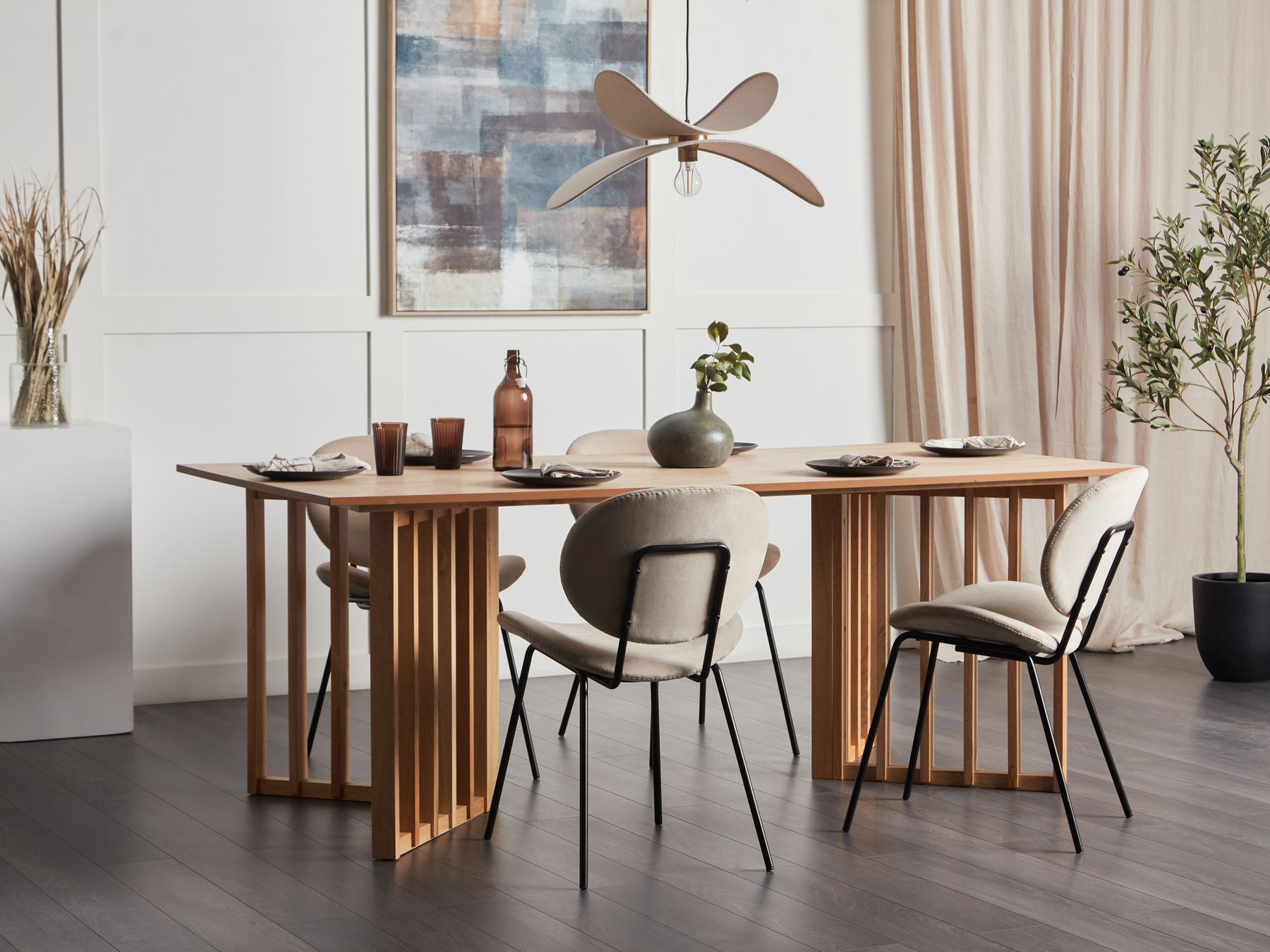 Dining Table LEANDRA Light Ash Wood 200 cm 100 cm
