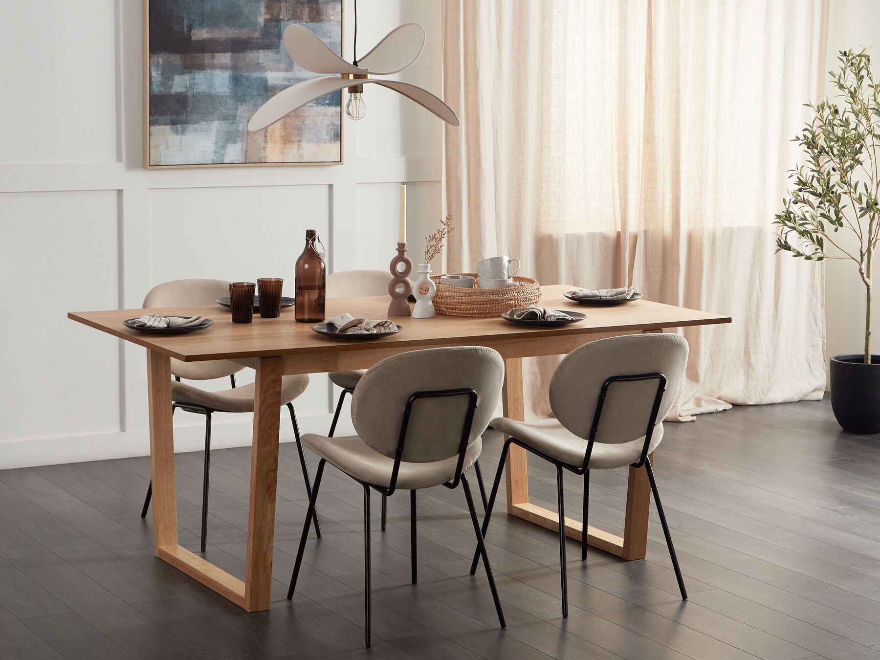 Dining Table CAMDEN Light Ash Wood 180 cm 95 cm