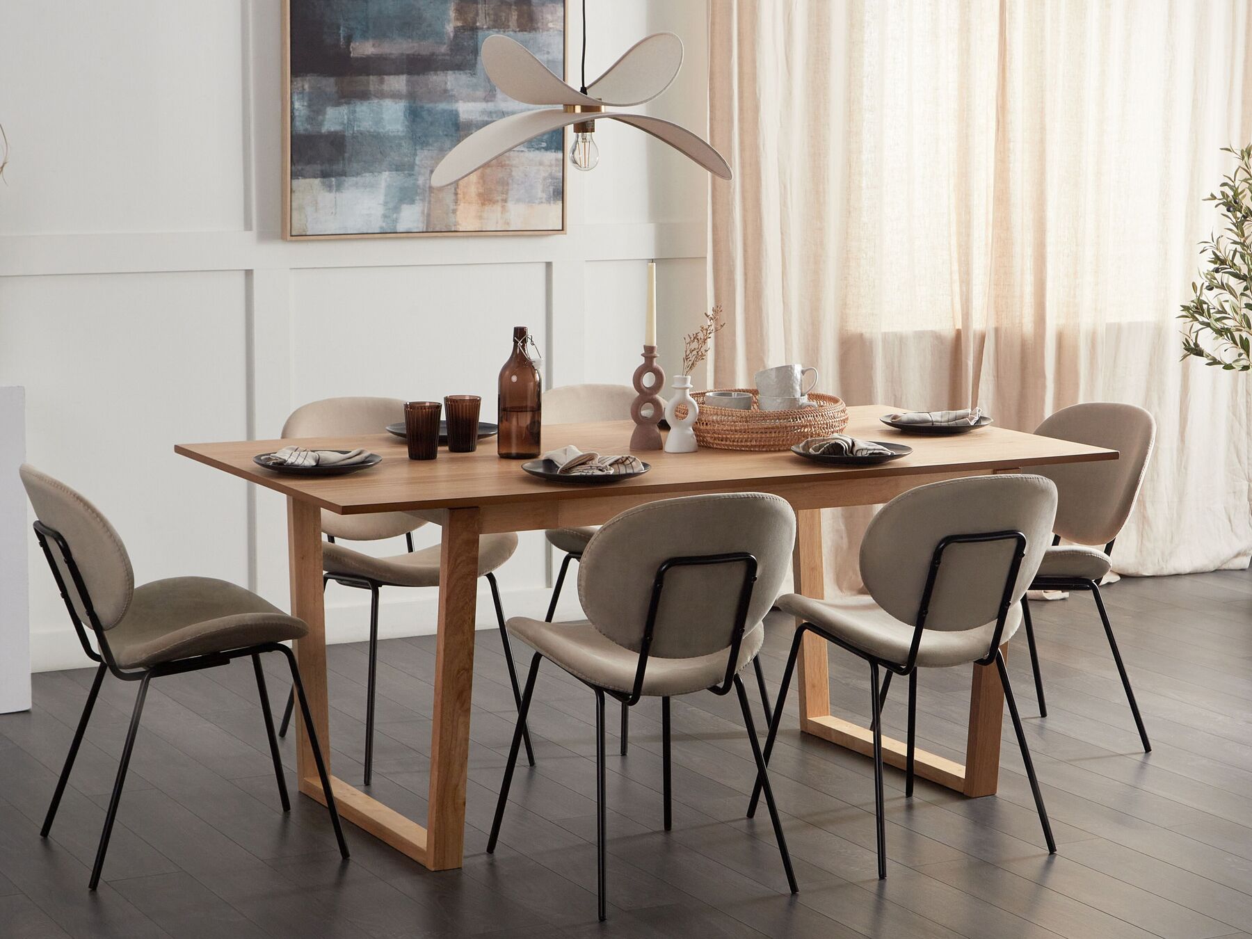 Dining Table CAMDEN Light Ash Wood 180 cm 95 cm