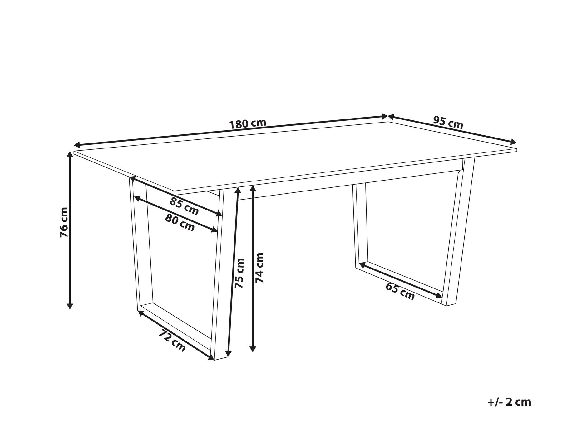 Dining Table CAMDEN Light Ash Wood 180 cm 95 cm