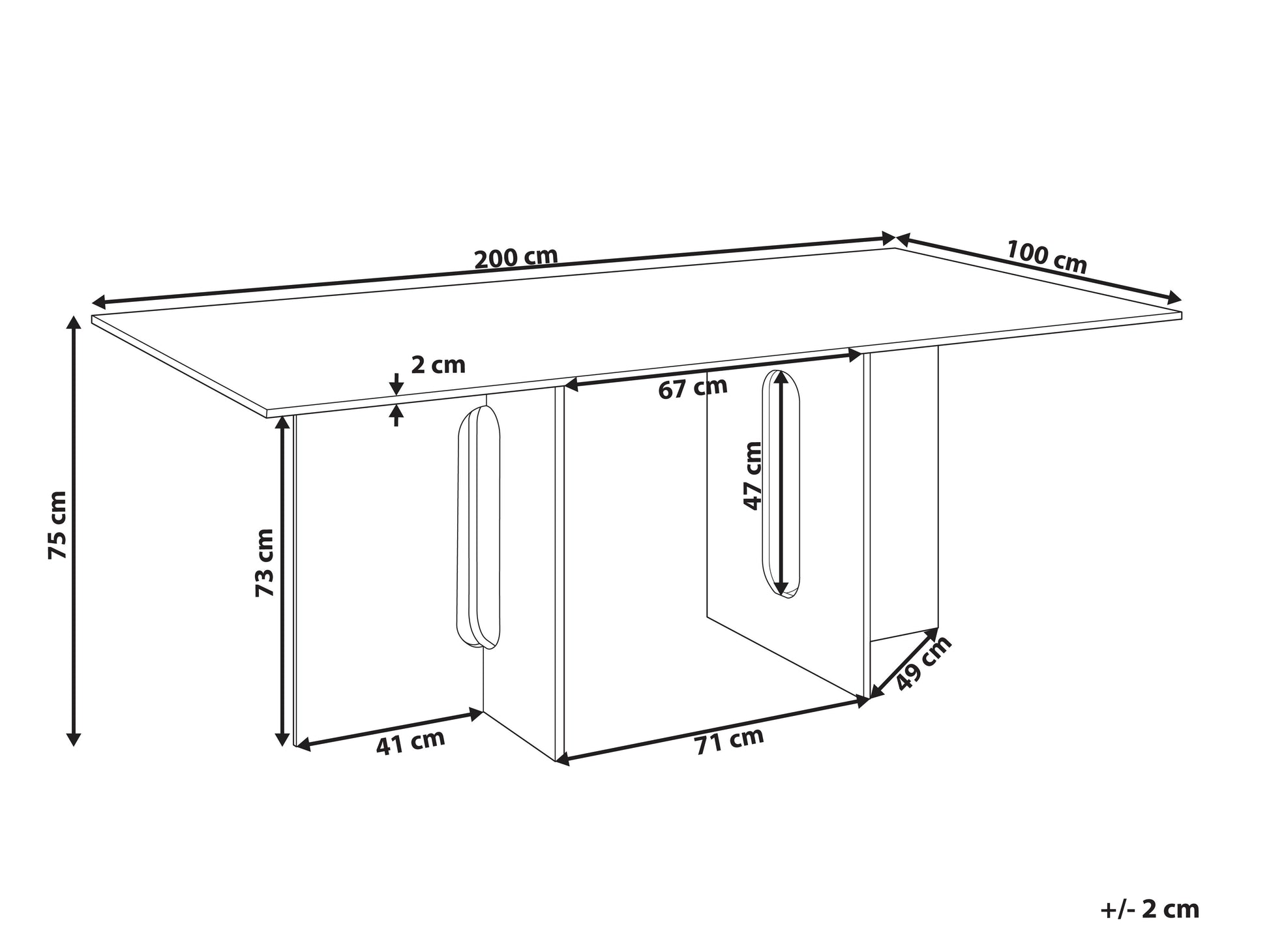 Dining Table CORAIL Light Ash Wood 200 cm 100 cm