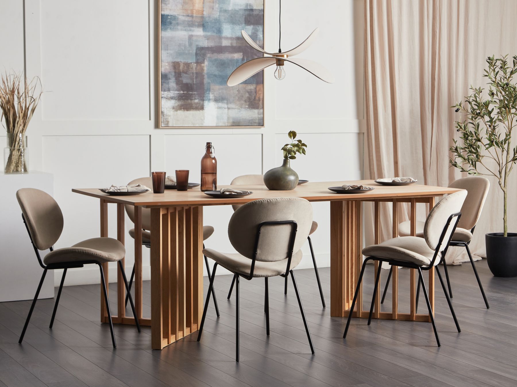 Dining Table LEANDRA Light Ash Wood 200 cm 100 cm