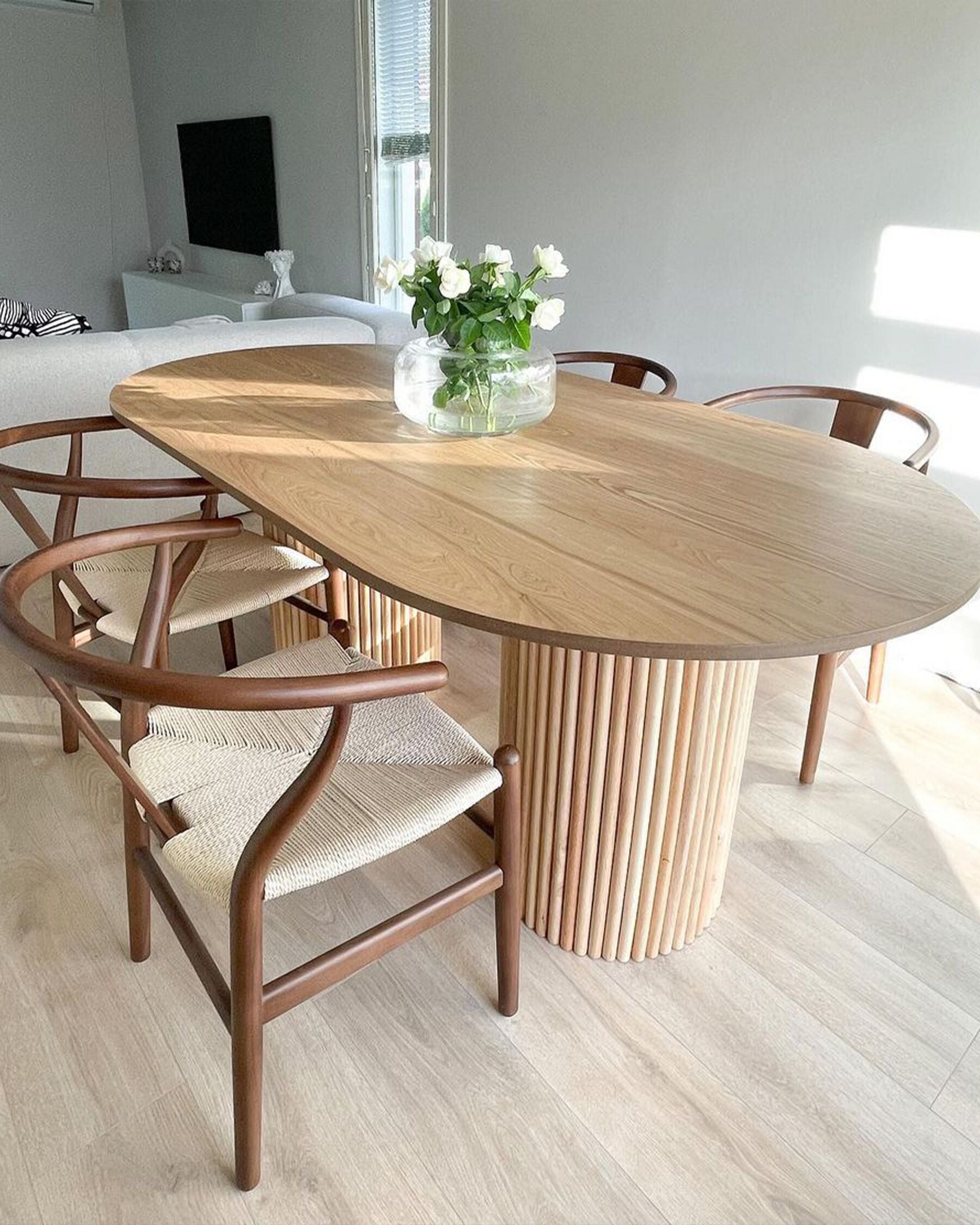 Dining Table SHERIDAN Natural Ash Wood 180 cm 100 cm