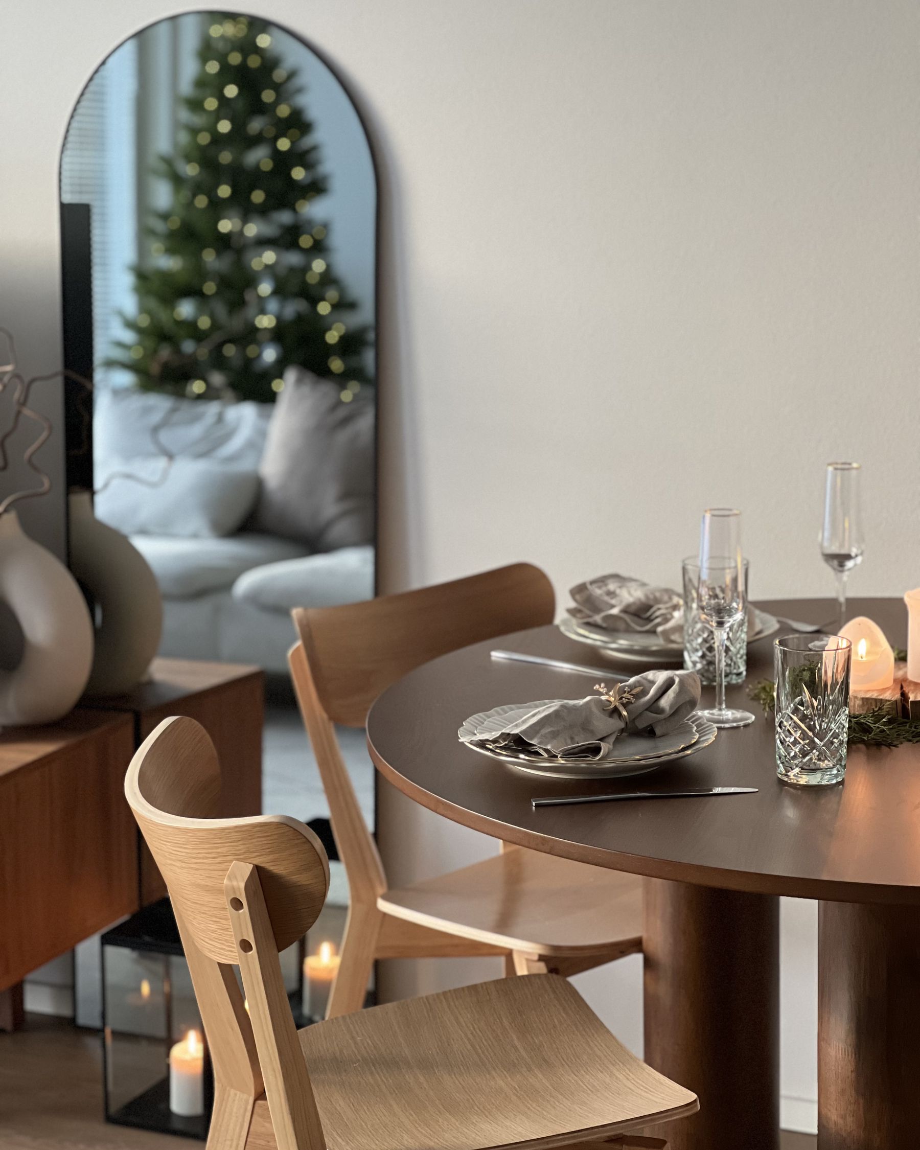 Dining Table ORIN Dark Ash Wood 120 cm 120 cm