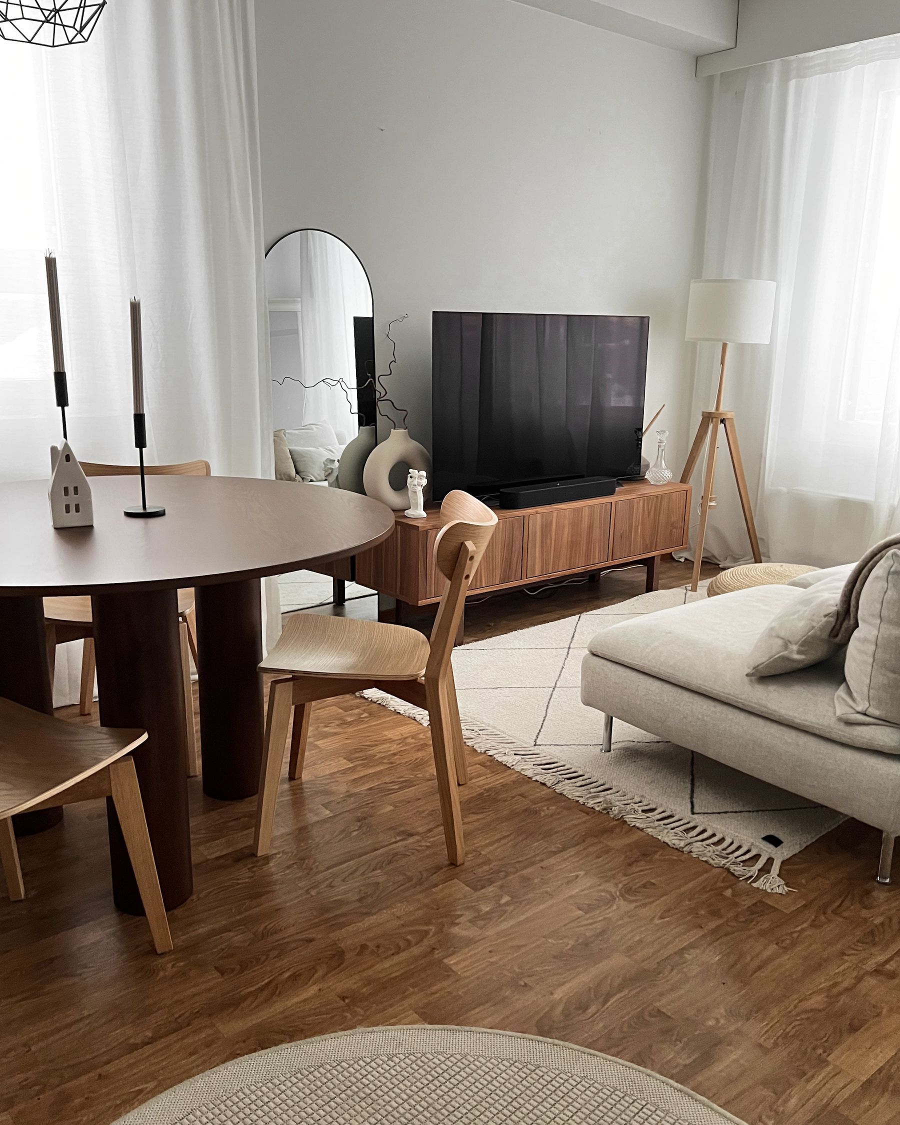 Dining Table ORIN Dark Ash Wood 120 cm 120 cm
