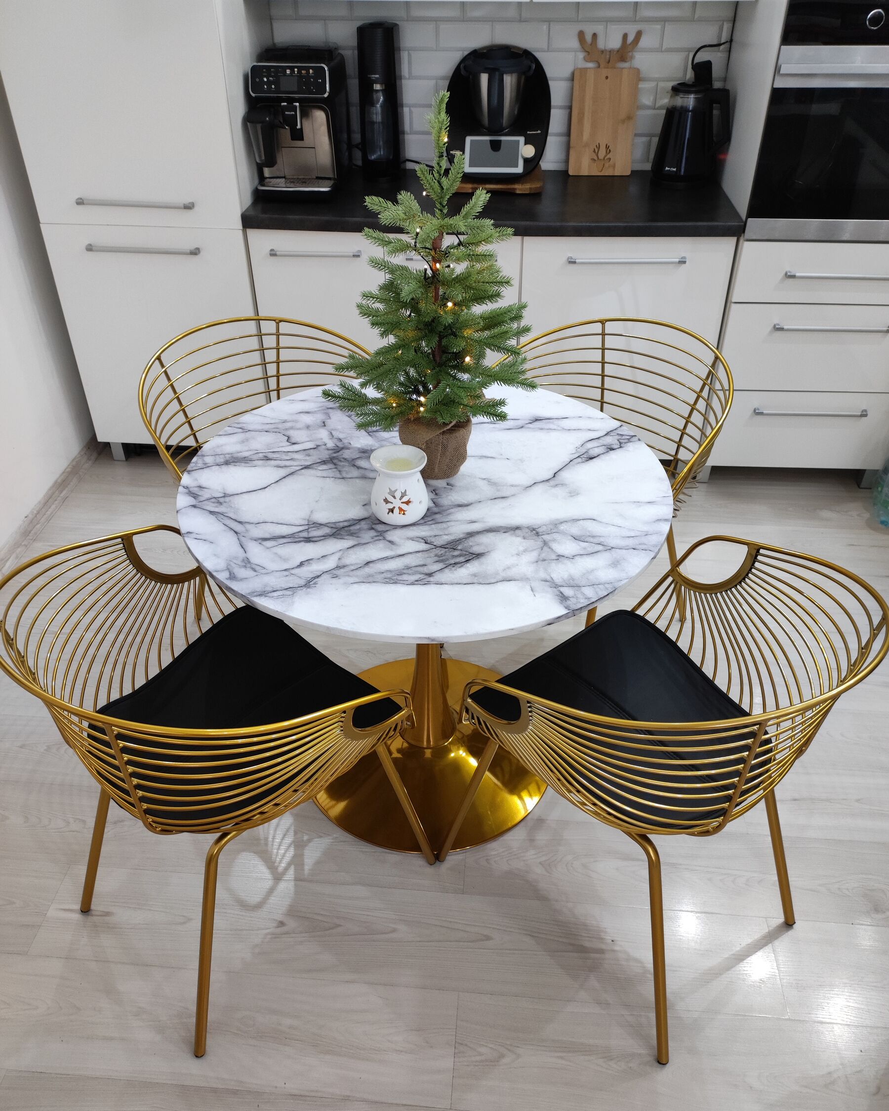 Dining Table BOCA White Marble 90 cm 90 cm