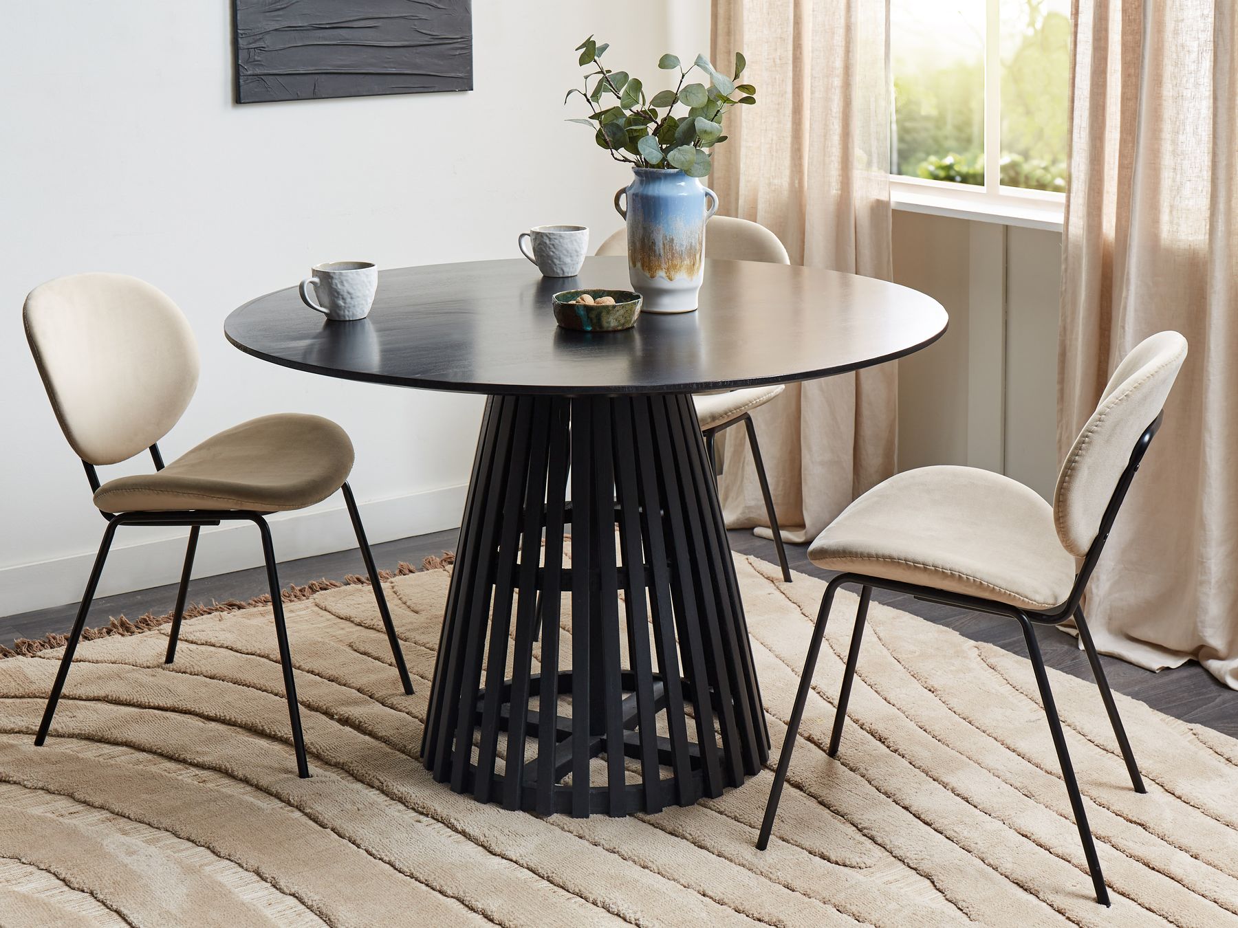 Dining Table MESILLA Black 120 cm 120 cm Acacia Wood