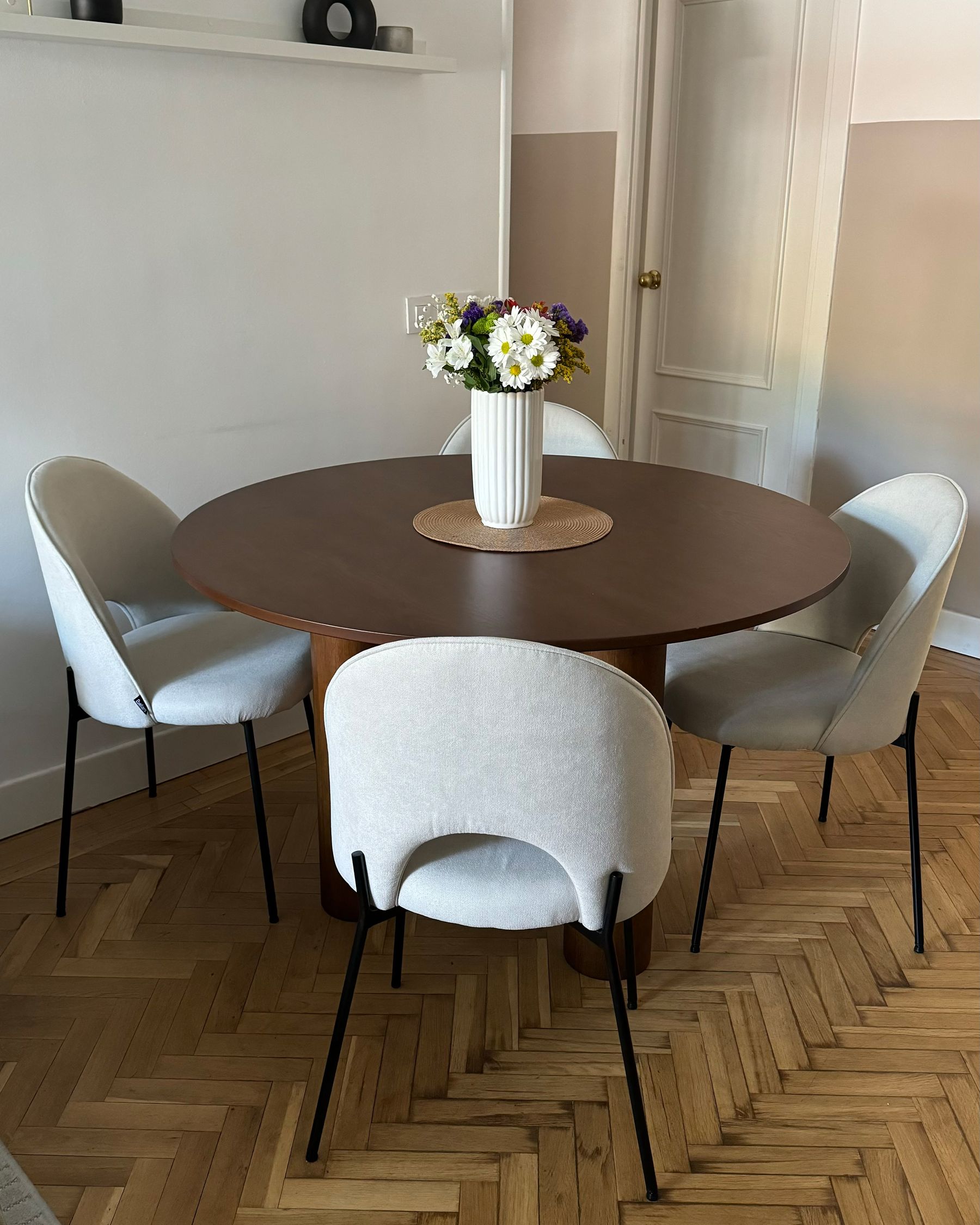 Dining Table ORIN Dark Ash Wood 120 cm 120 cm