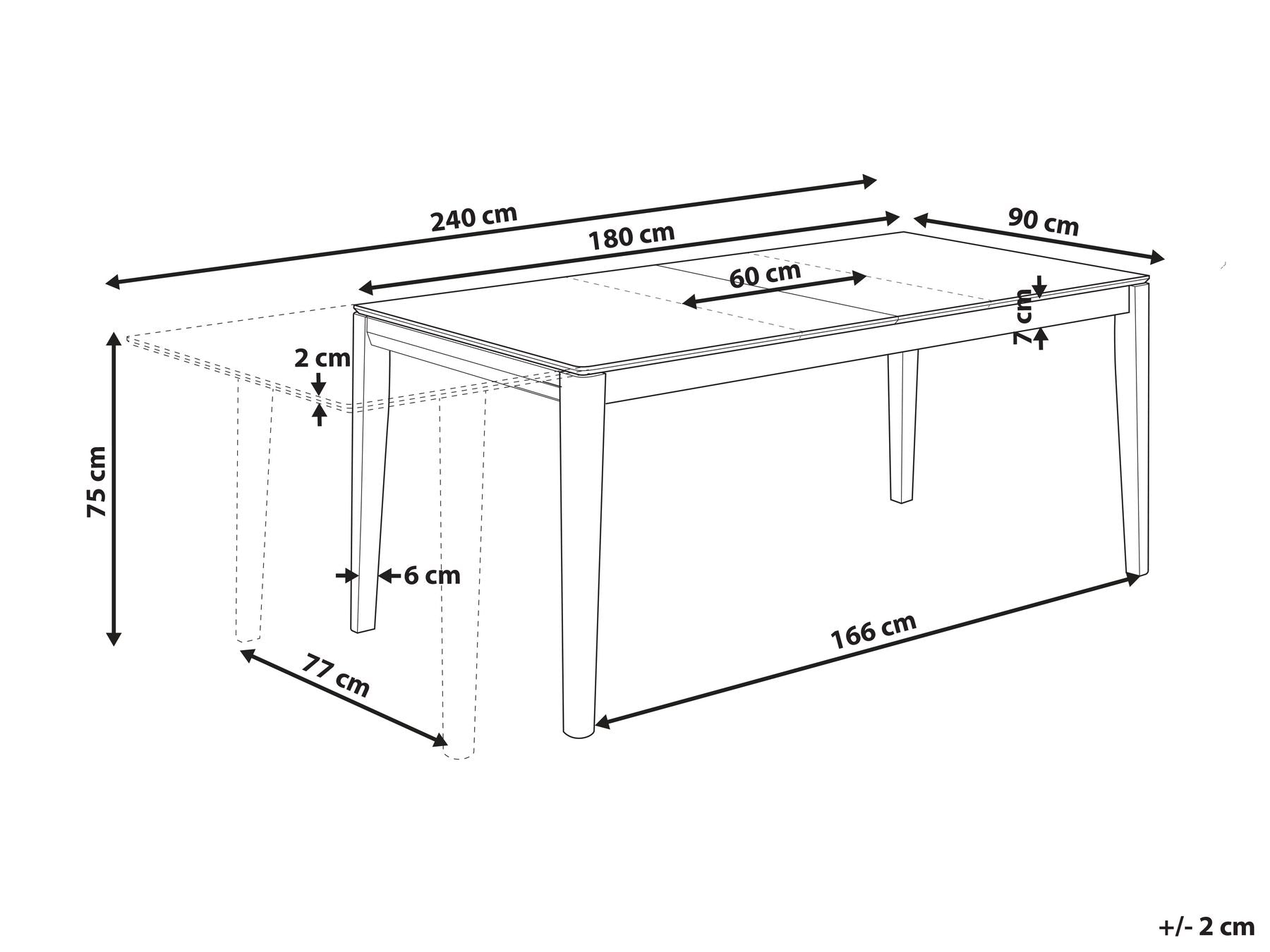 Extending Dining Table CROSBY Light Beech 180/240 cm 90 cm