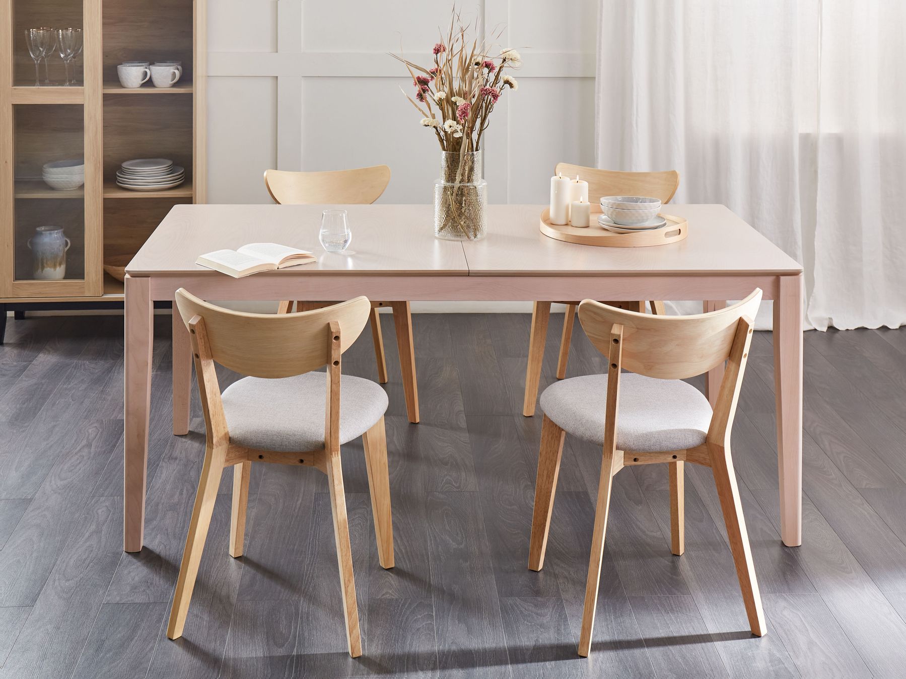 Extending Dining Table CROSBY Light Beech 180/240 cm 90 cm