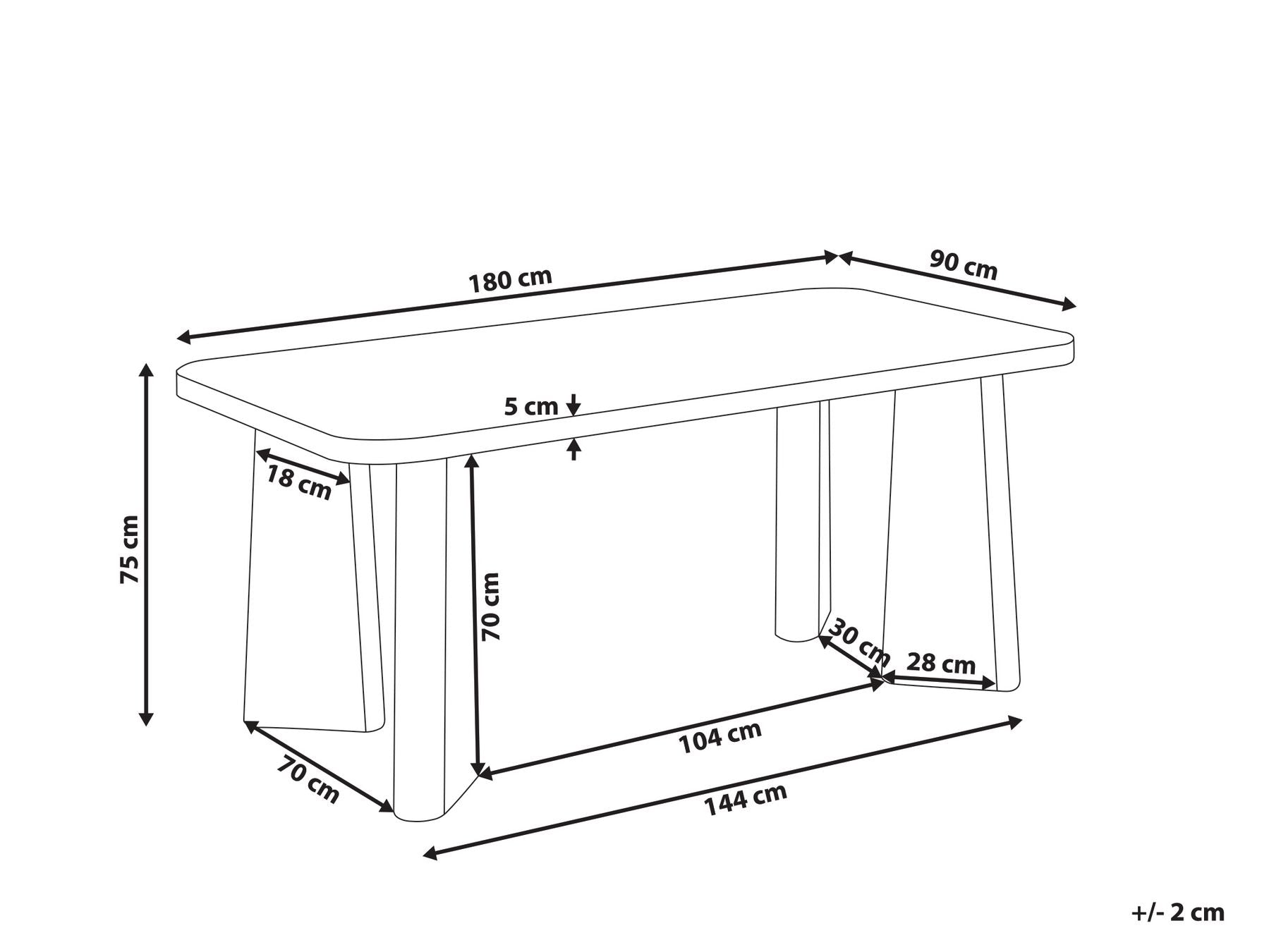 Dining Table ATLIN Black 180 cm 90 cm
