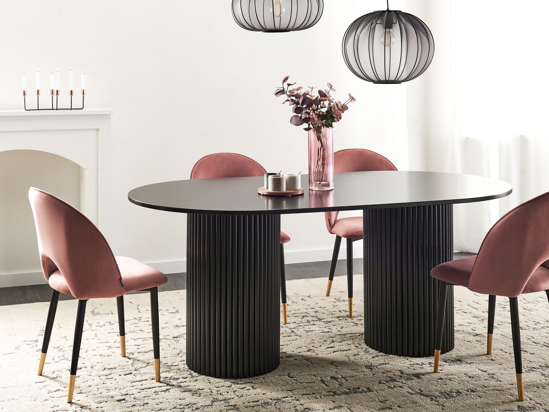 Dining Table SHERIDAN Black 180 cm 100 cm
