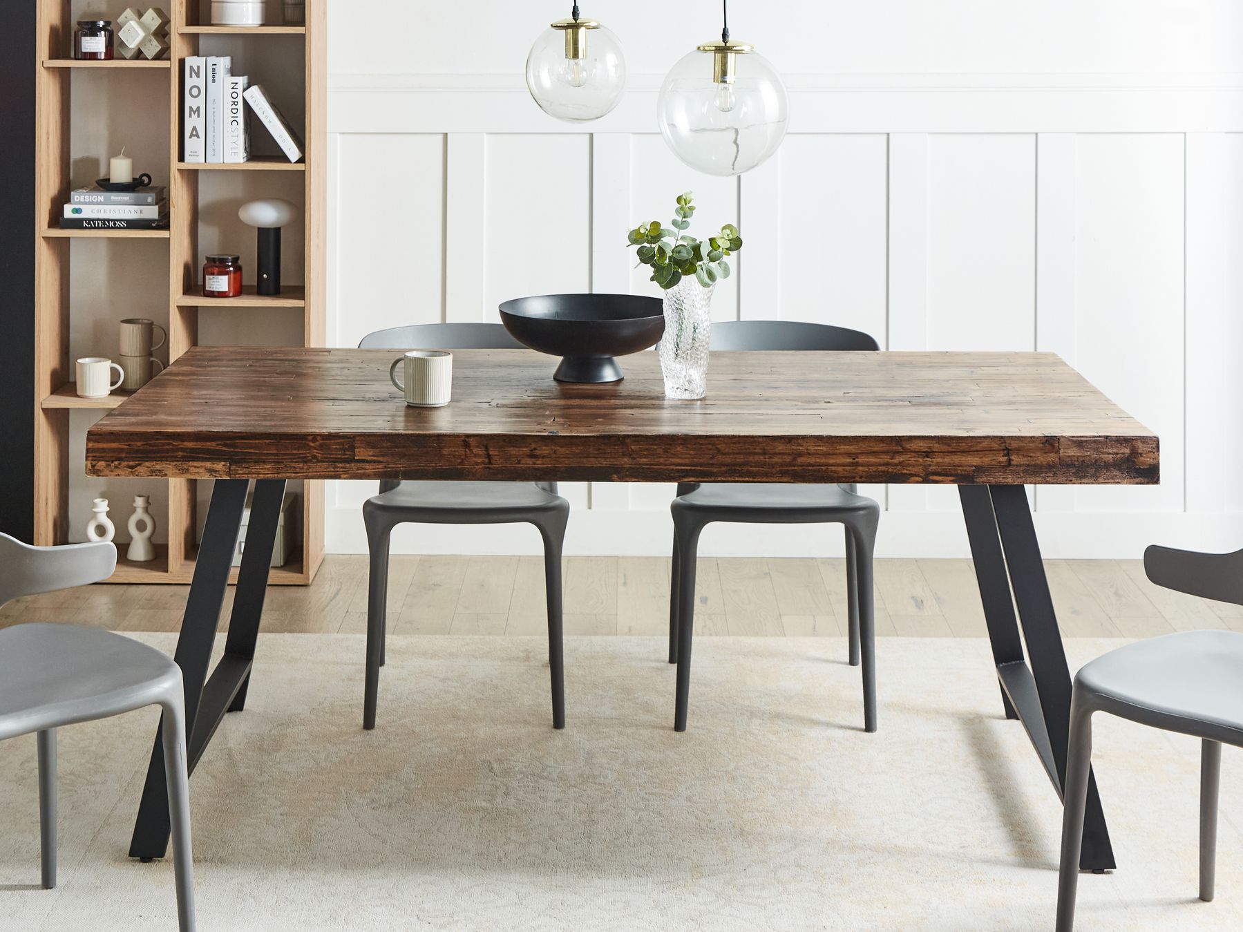 Dining Table WARTON Dark Brown 180 cm 90 cm Pine Wood