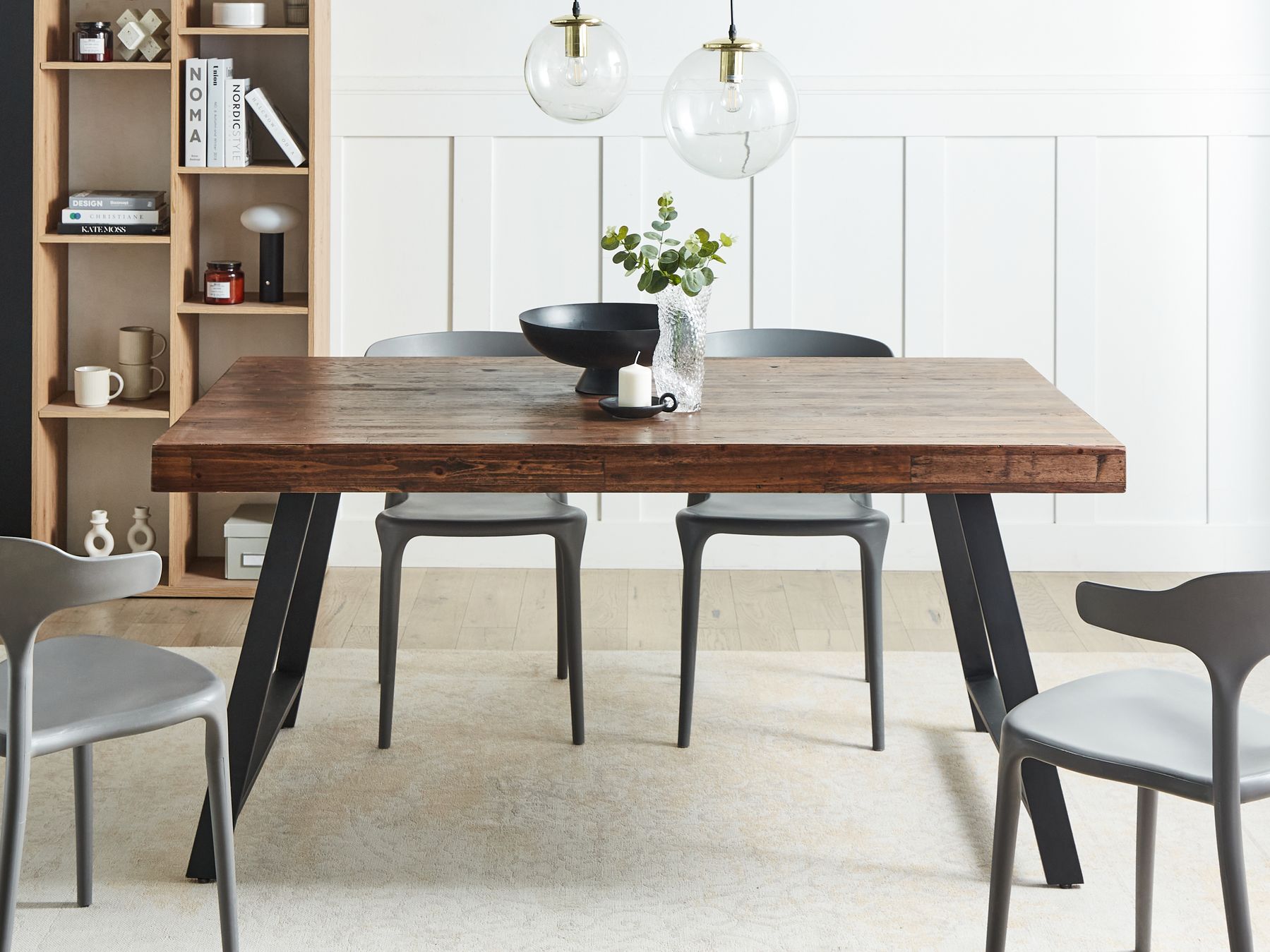 Dining Table WARTON Dark Brown 160 cm 90 cm Pine Wood