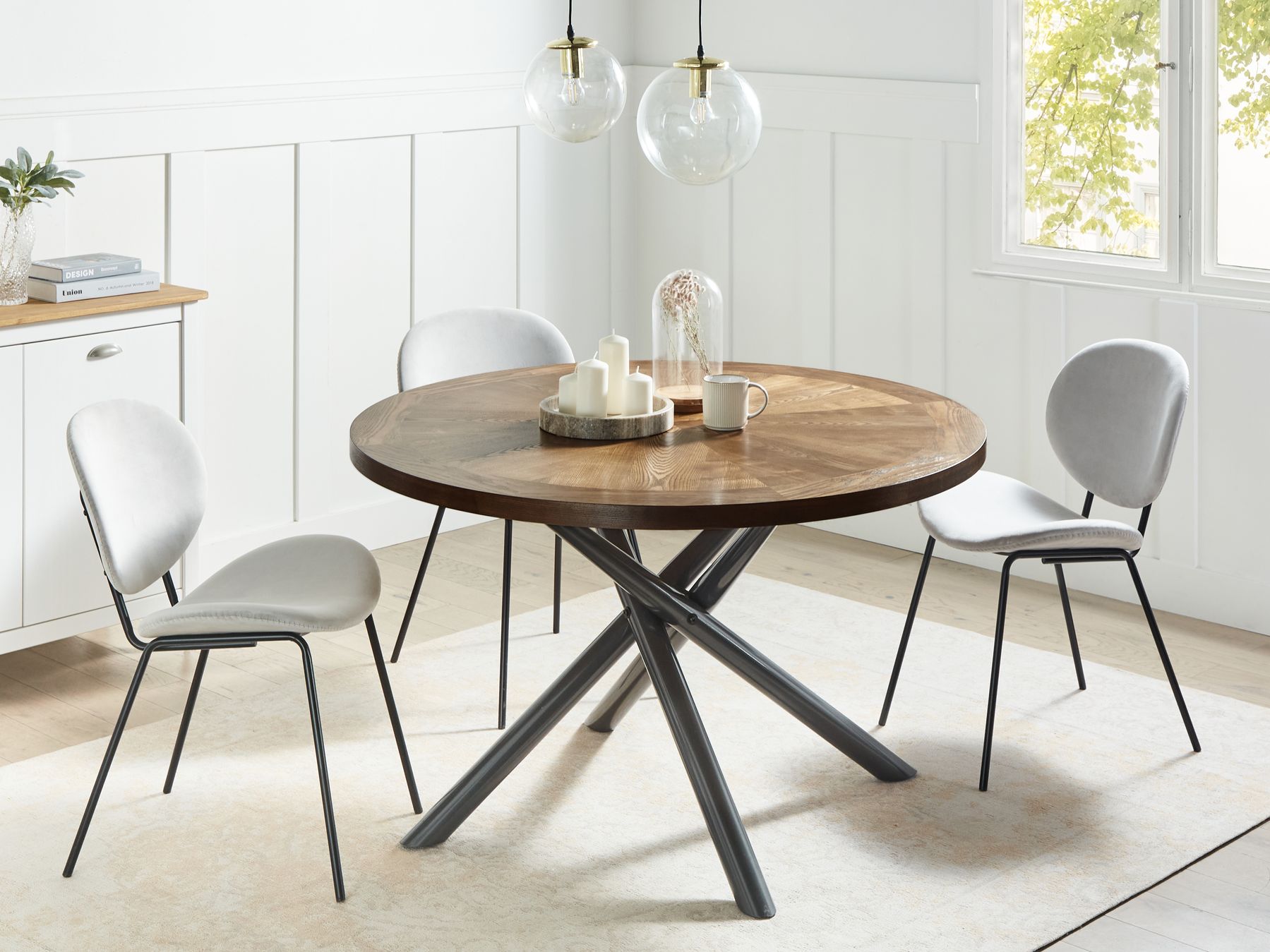 Dining Table LORENZO Brown Ash Wood 120 cm 120 cm