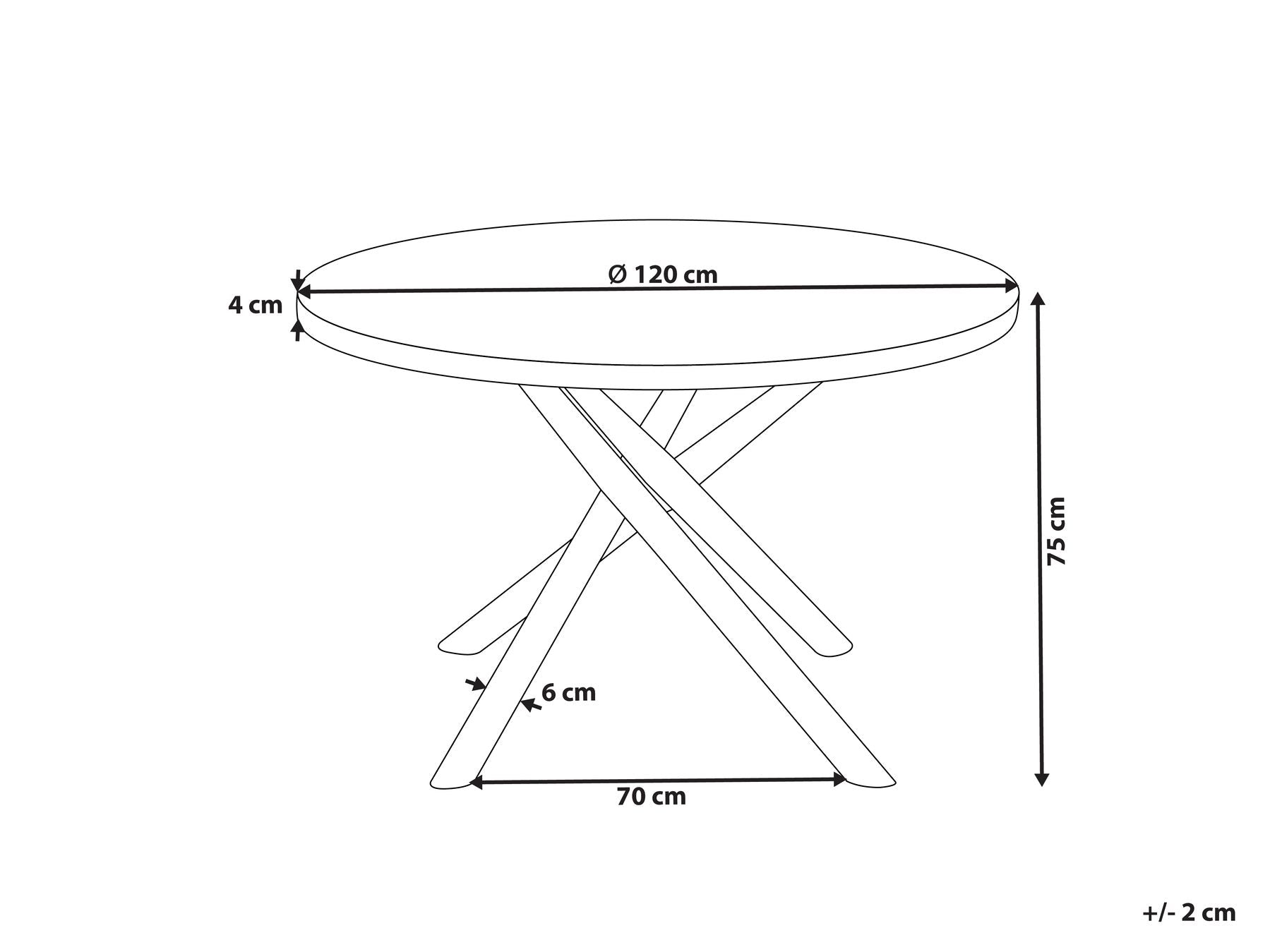 Dining Table LORENZO Brown Ash Wood 120 cm 120 cm