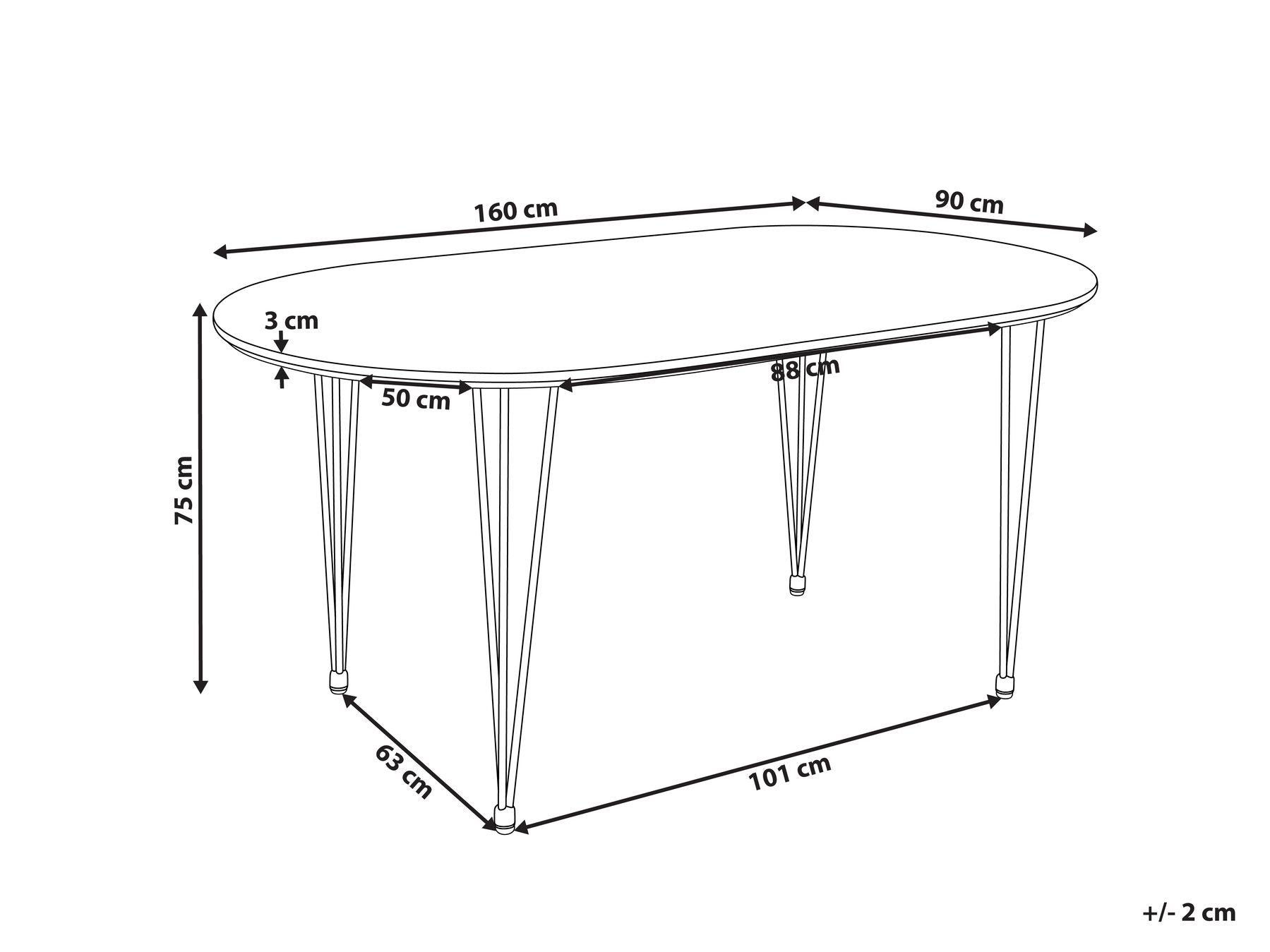 Dining Table CAVELL Light Brown 160 cm 90 cm