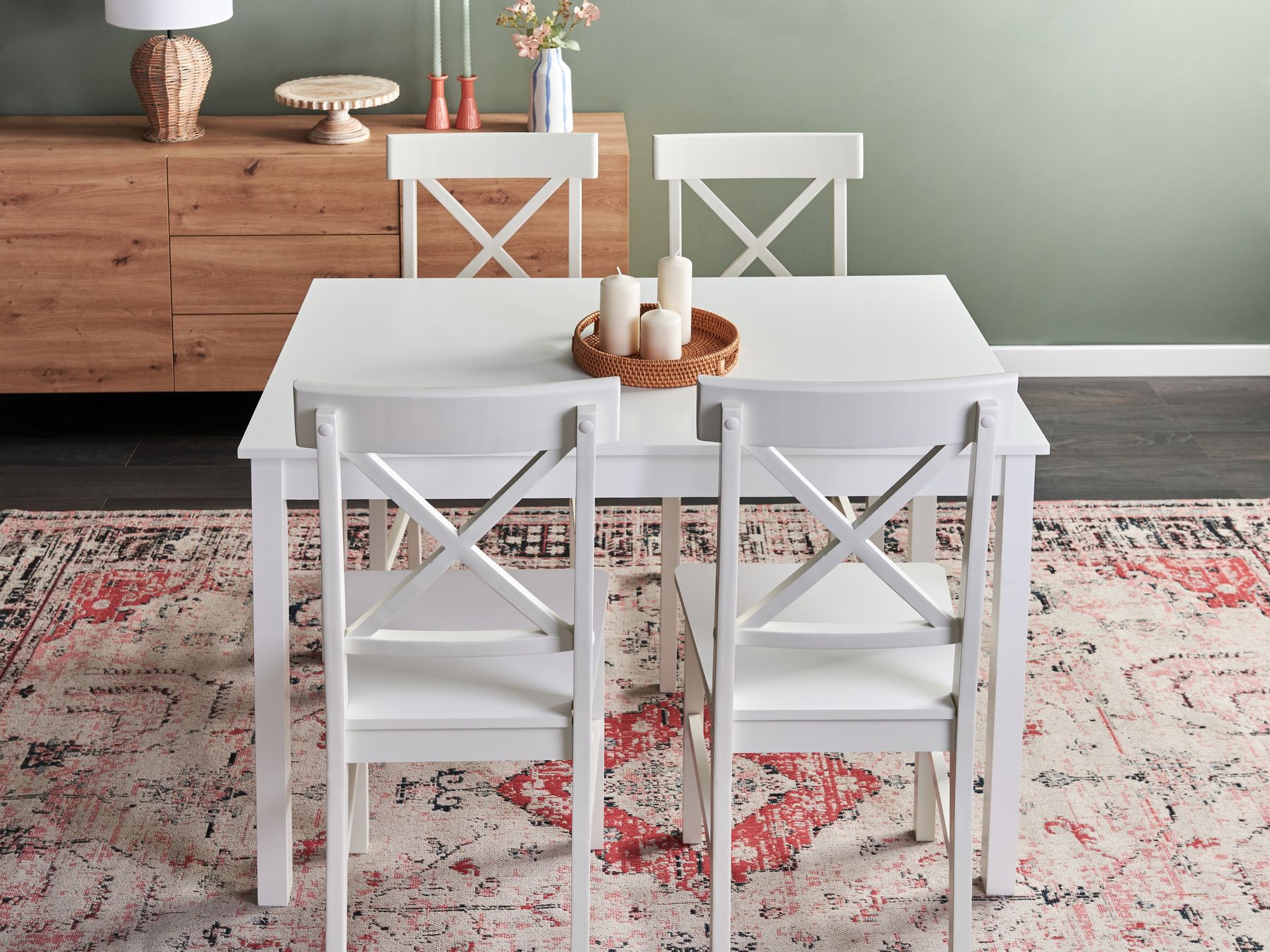 Dining Table BARLEE White 120 cm 75 cm Poplar Wood