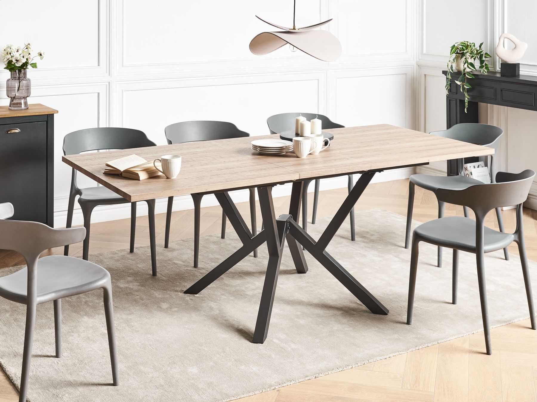 Extending Dining Table ANSELL Light Brown 160/200 cm 90 cm
